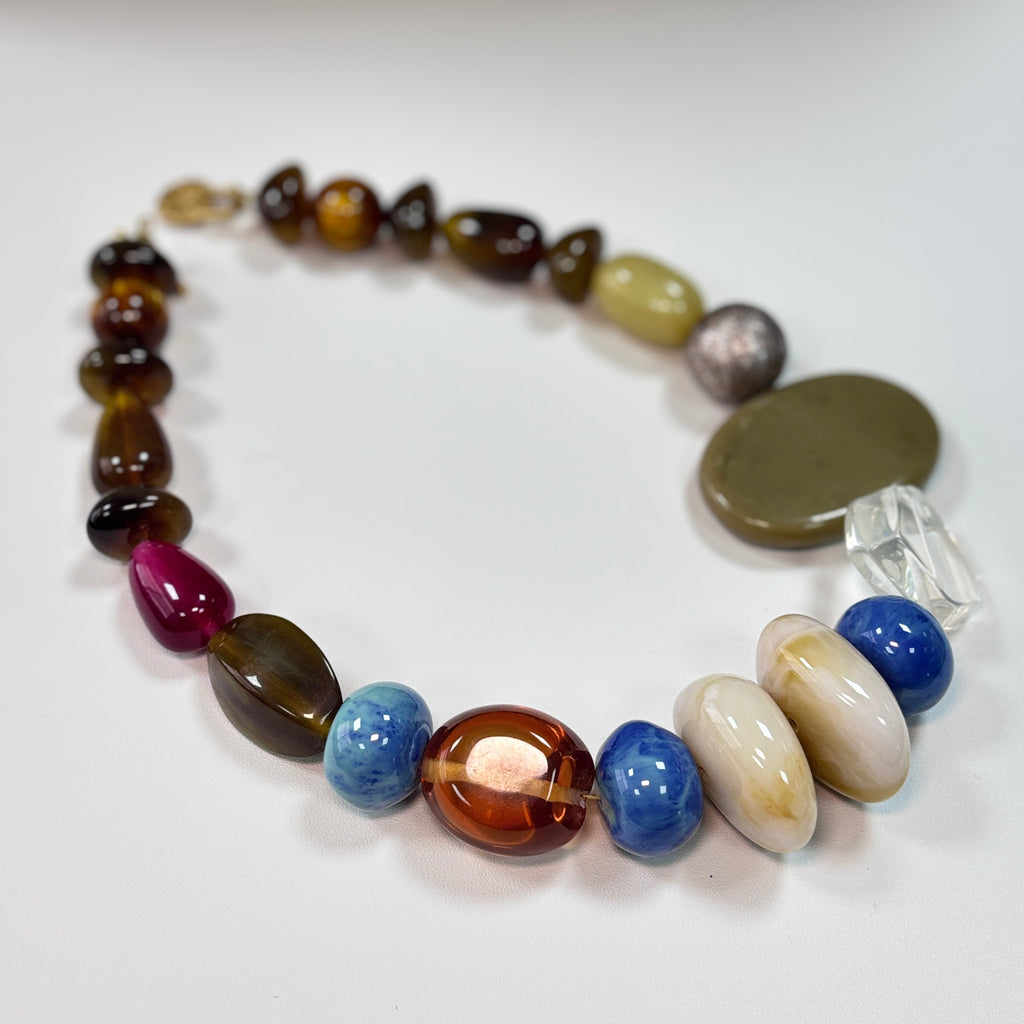 Multicolor Acrylic Bead Necklace – Handmade Statement Jewelry