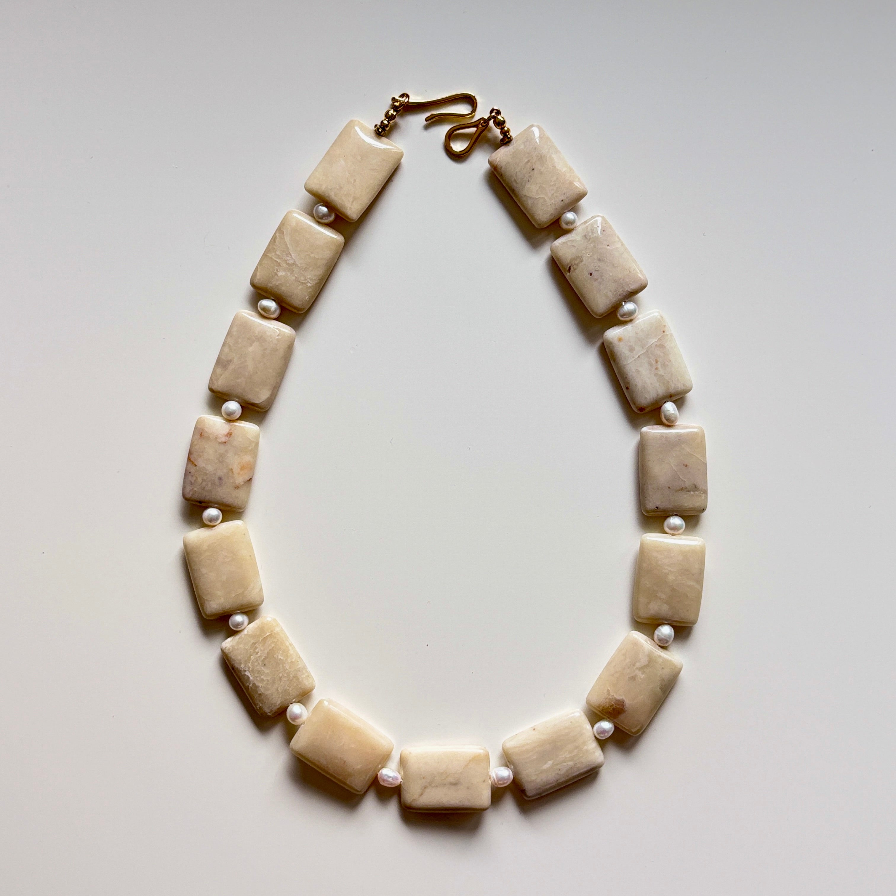 Opal and Freshwater Pearl Necklace – Elegant Natural Gemstone Jewelry - Handmade Jewelry