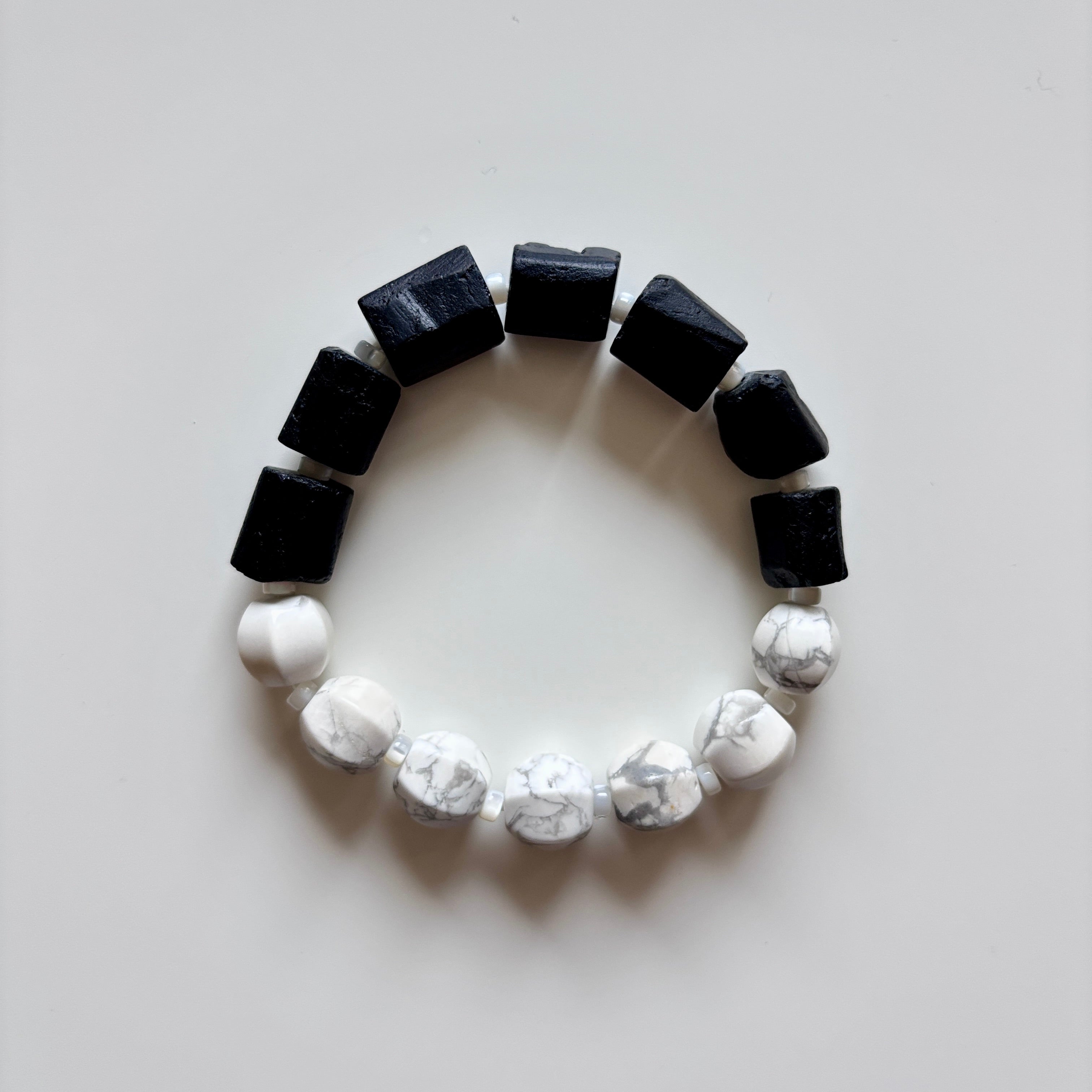 Howlite & Black Tourmaline Bracelet • Protection & Calming Jewelry