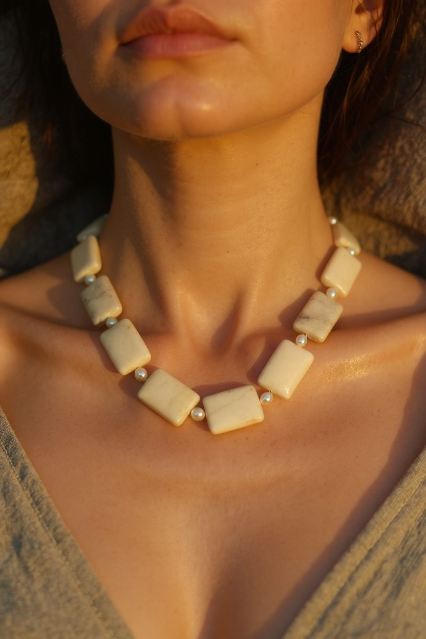 Opal and Freshwater Pearl Necklace – Elegant Natural Gemstone Jewelry - Handmade Jewelry