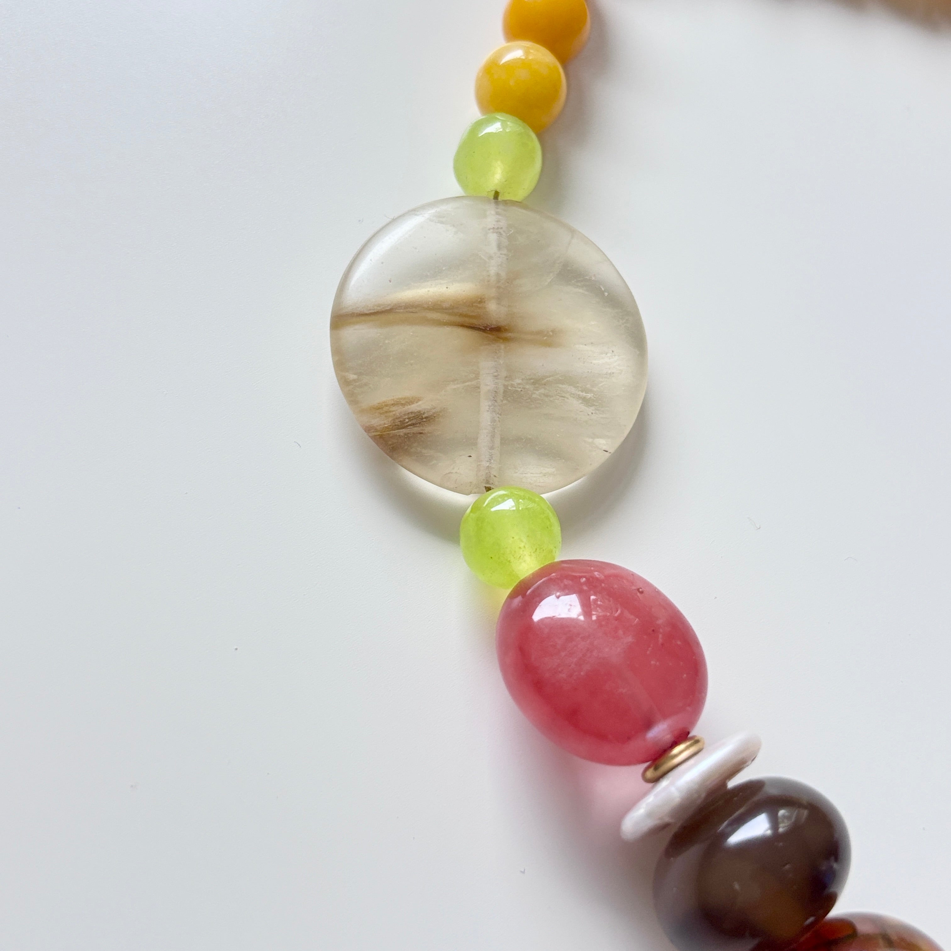 Colorful natural stones & Freshwater Pearl Necklace – Unique Boho Statement Jewelry