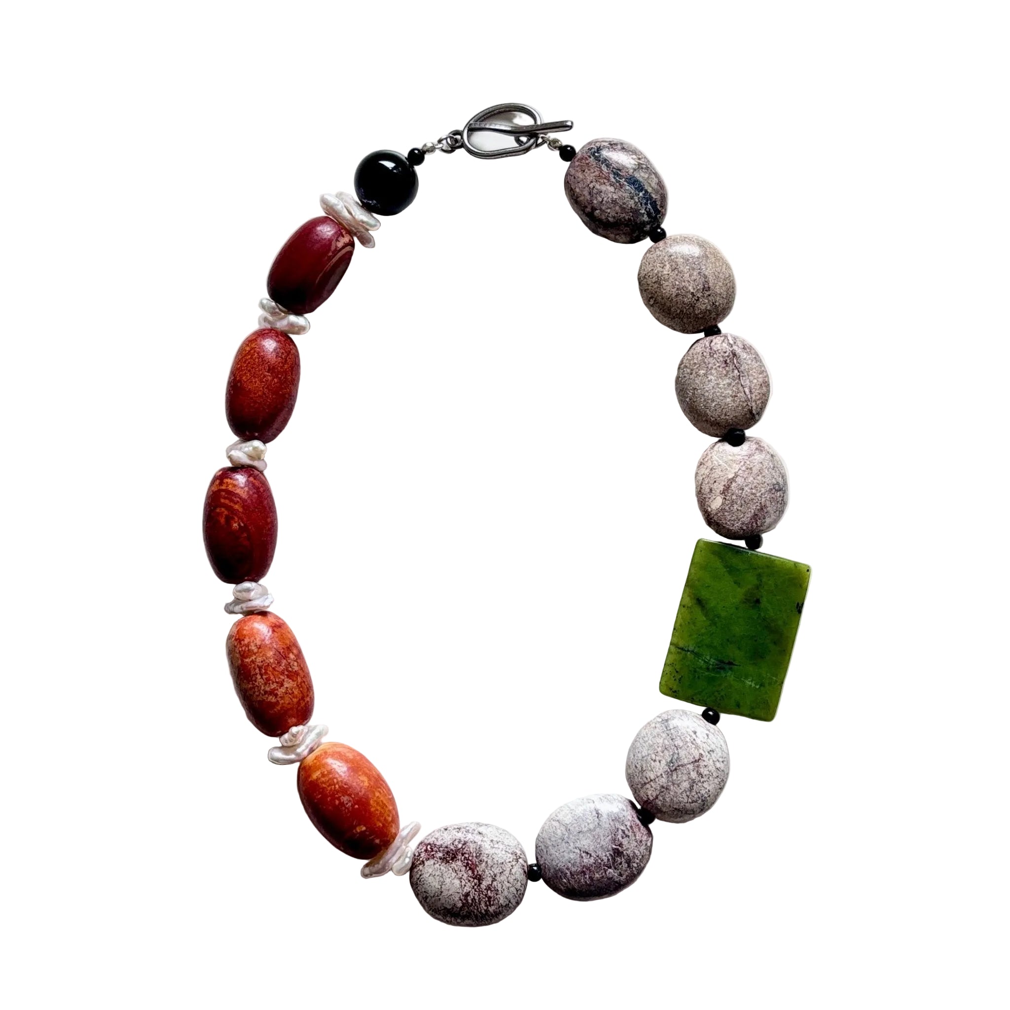 Autumn Tide Green Agate & Turquoise Necklace