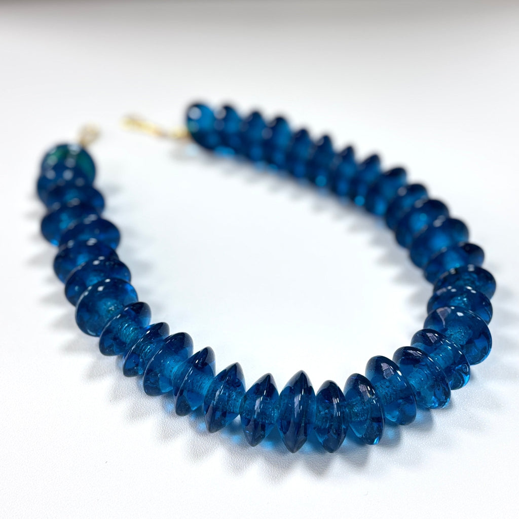 Azure Glow - Blue Glass Beads Necklace