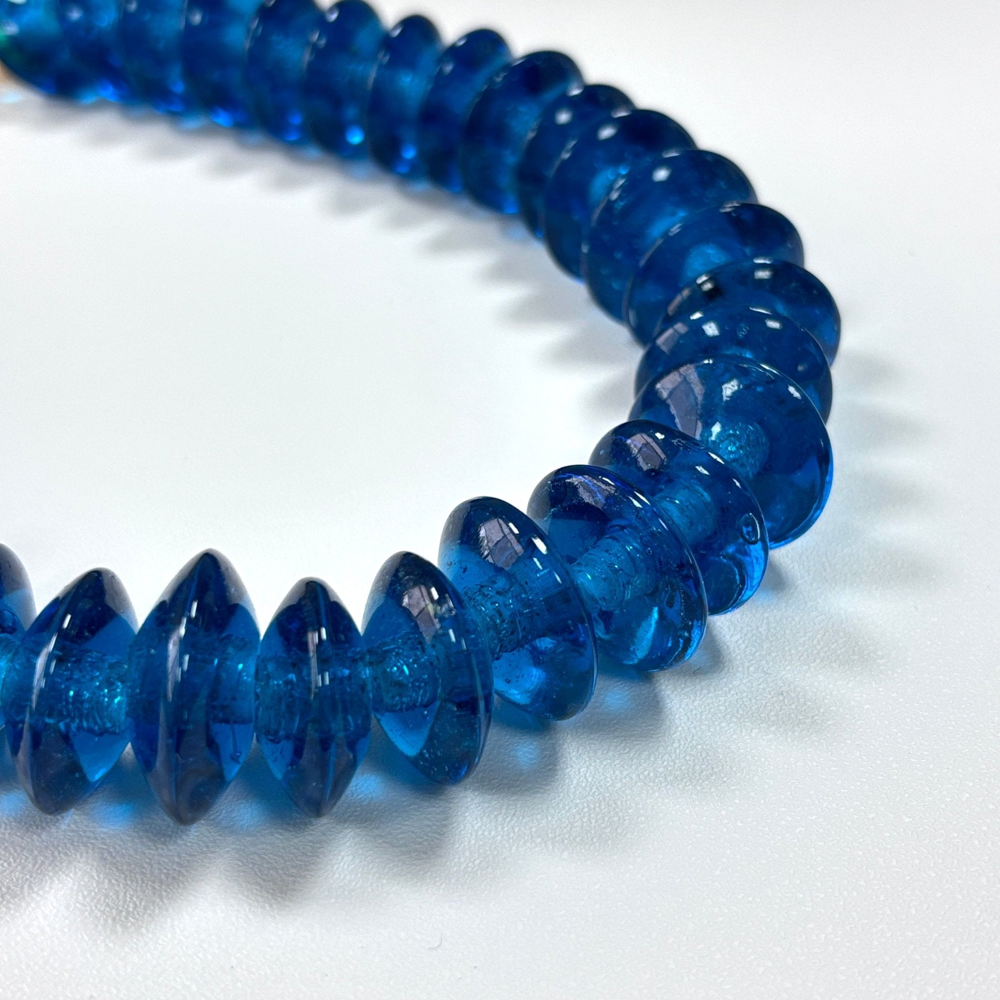 Detail of Azure Glow Blue Glass Beads Necklace