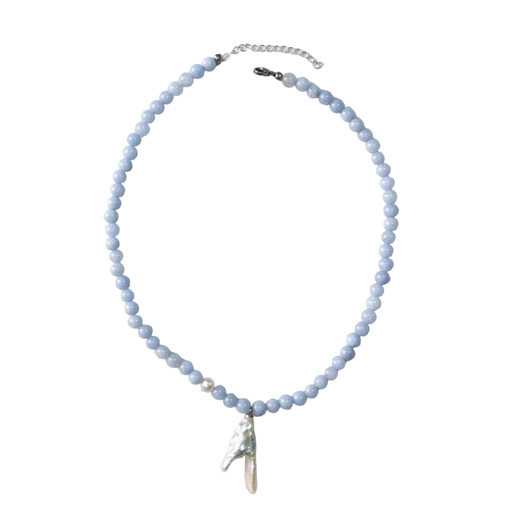 Azure Muse Blue Chalcedony & Freshwater Pearl Necklace