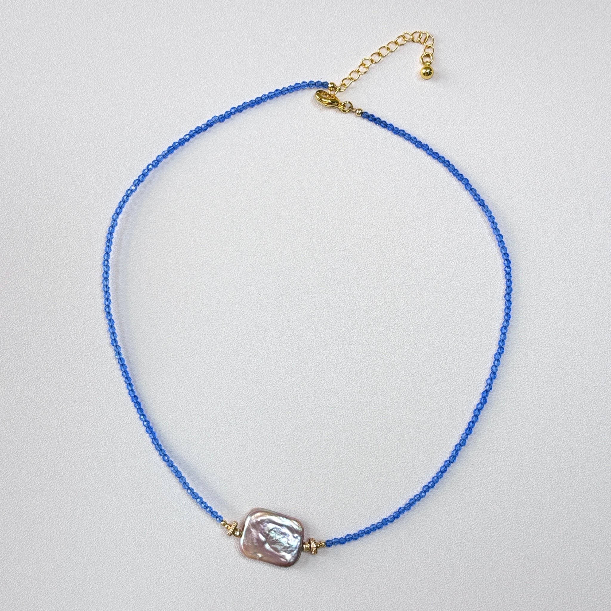 Azure Whisper - Blue Spinel & Freshwater Pearl Necklace
