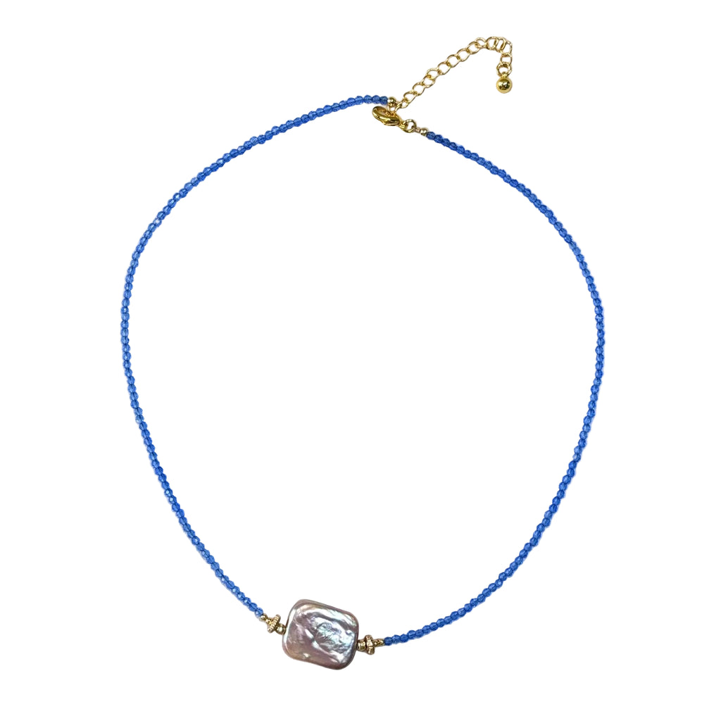 Azure Whisper Blue Spinel & Freshwater Pearl Necklace
