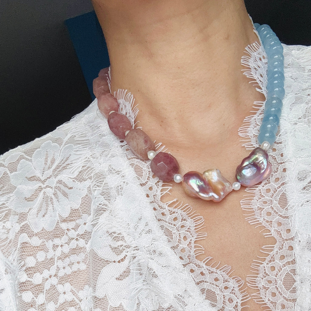 Model wearing Berry Sky Necklace