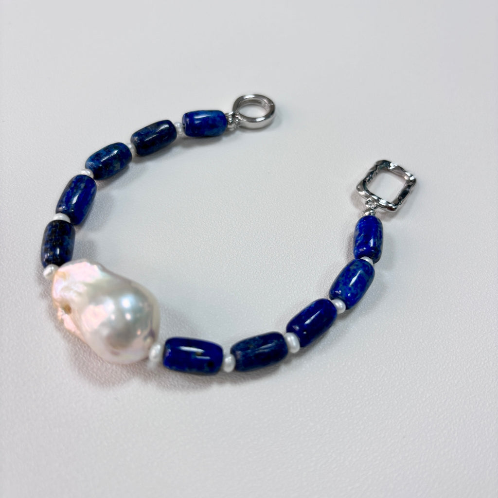 Blue Horizon - Lapis Lazuli & Baroque Pearl Bracelet