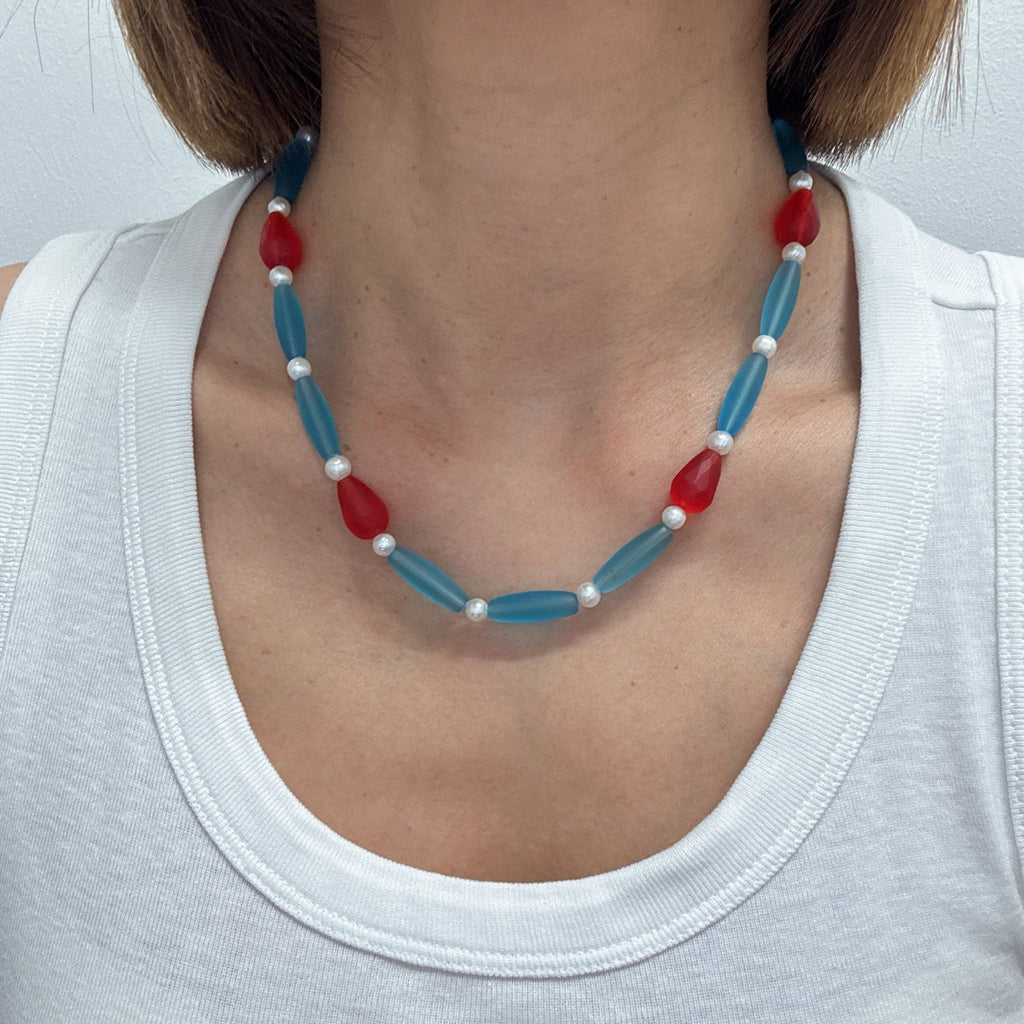 Model wearing Blueberry Soda Necklace
