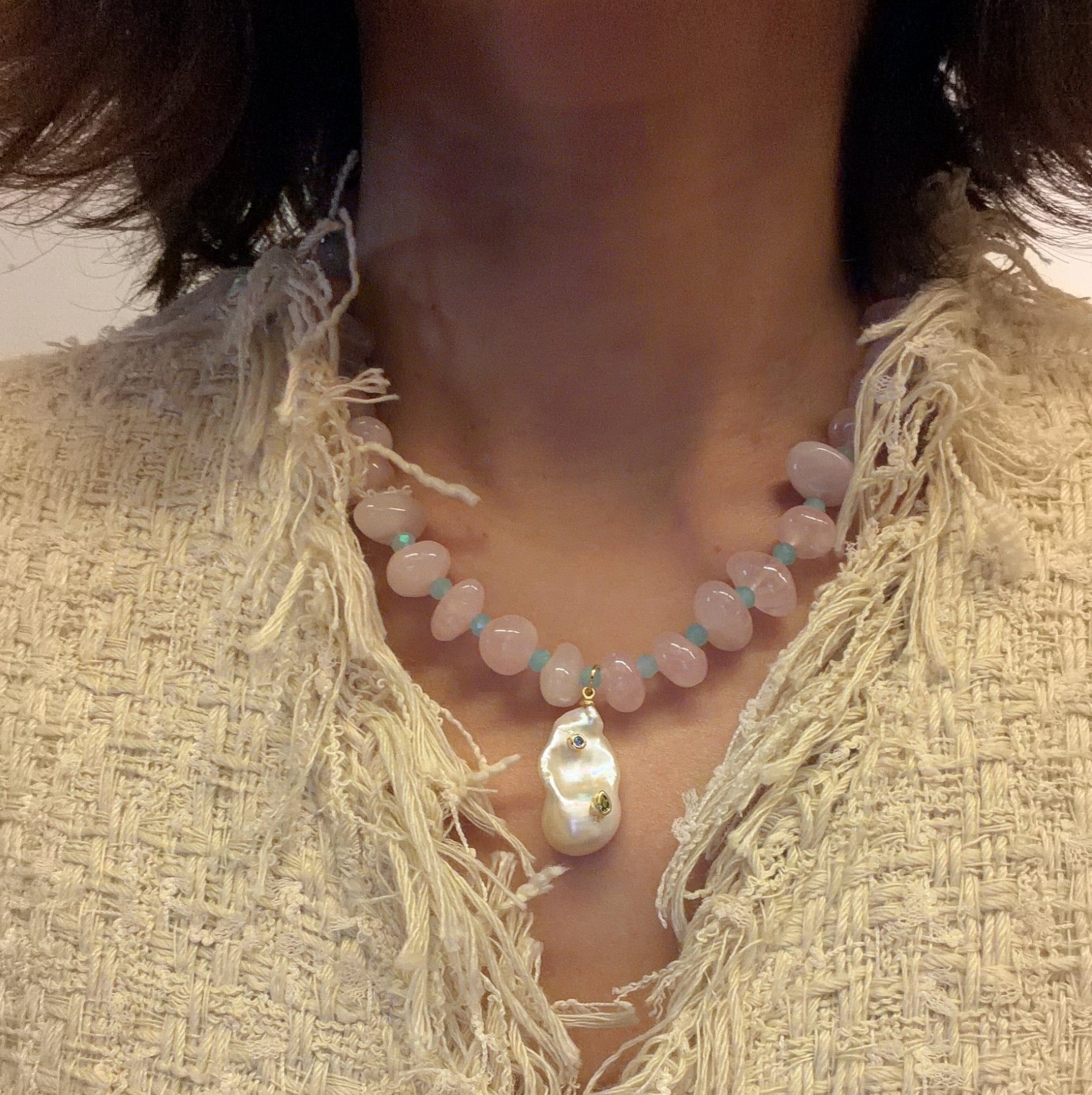 Model wearing Blush Petal Necklace
