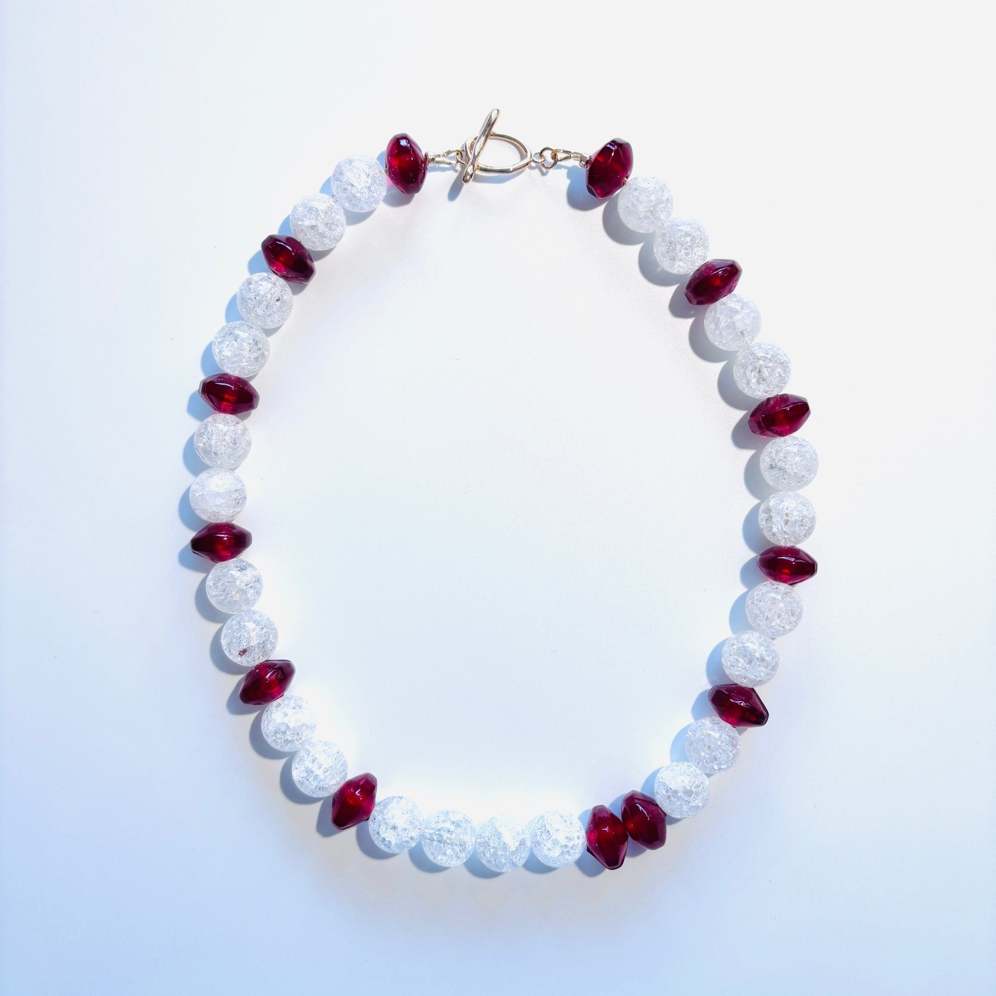 Burgundy Whisper - Crystal and Red Bead Necklace