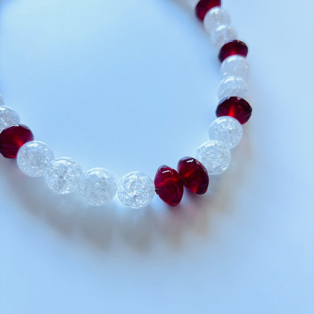 Detail of Burgundy Whisper Crystal and Red Bead Necklace