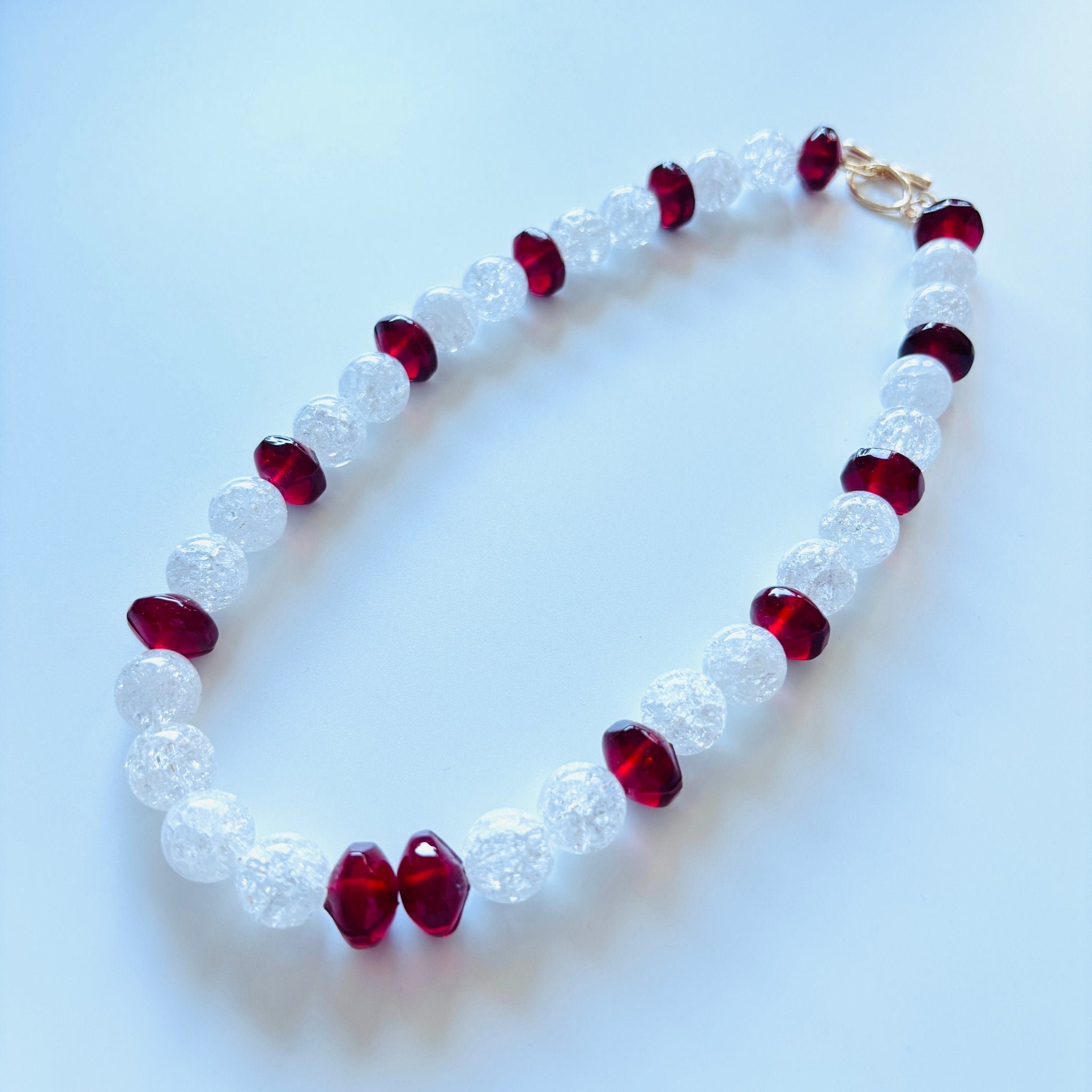 Burgundy Whisper - Crystal and Red Bead Necklace