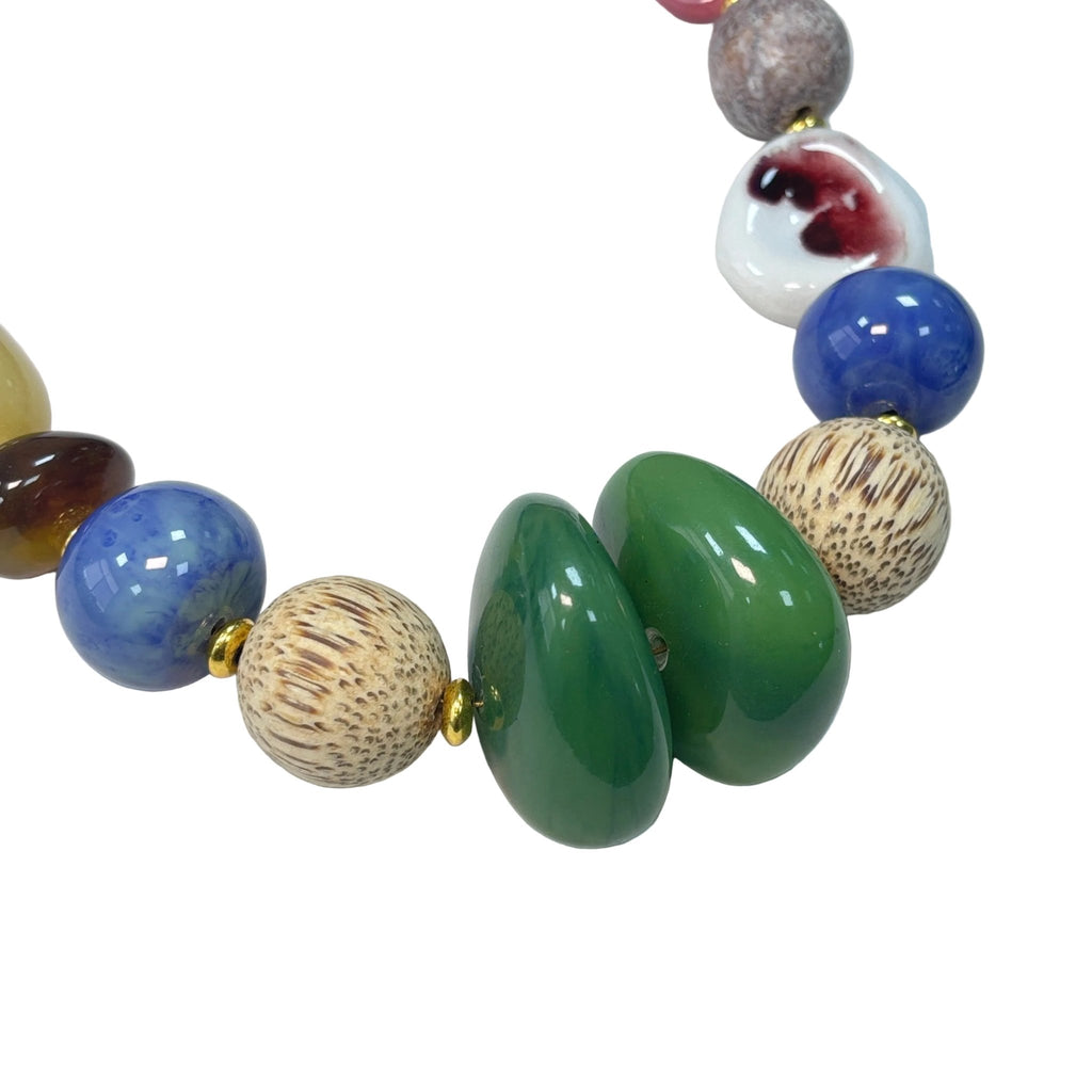 Detail of Carnival Bloom Multicolor Acrylic Bead Necklace Tropical