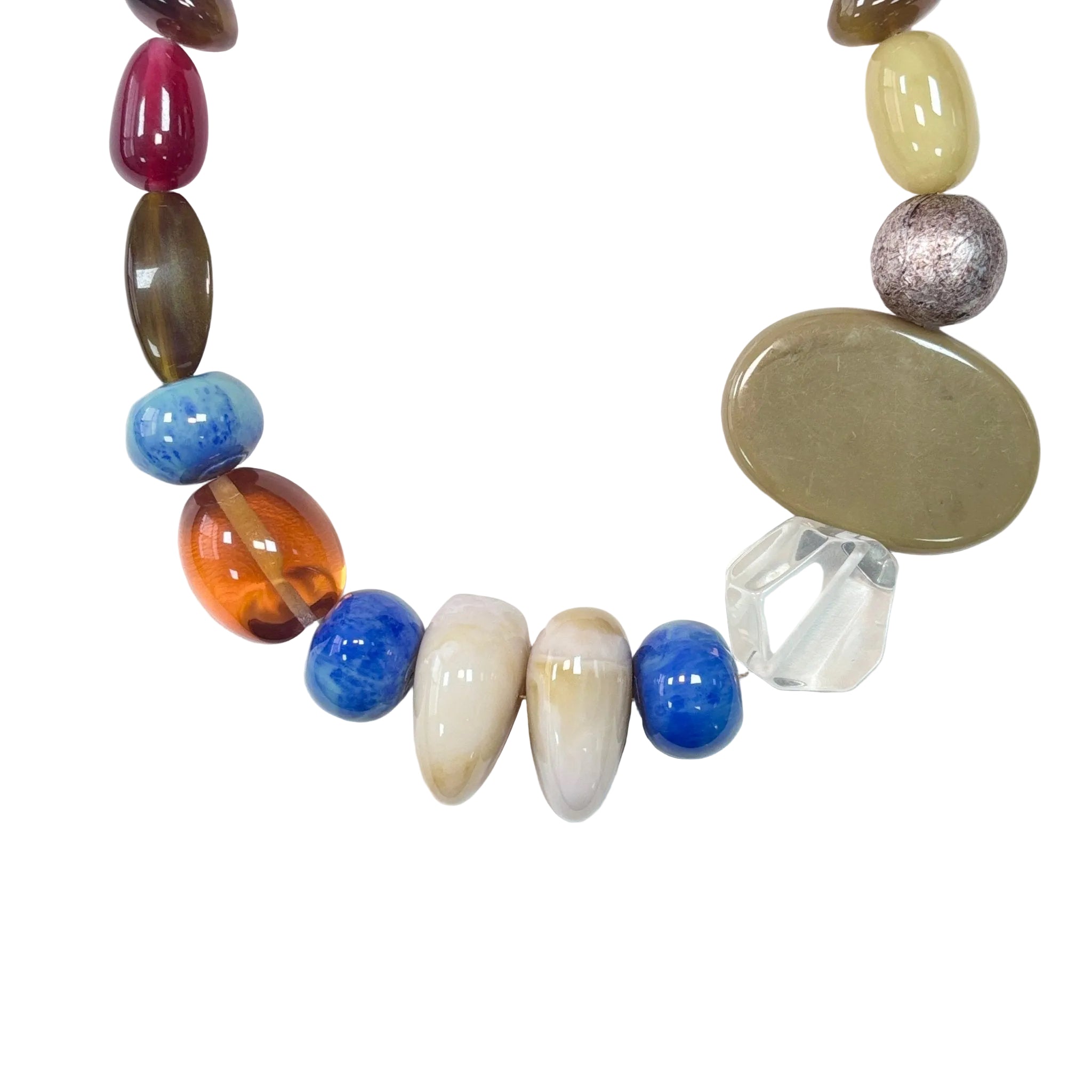 Detail of Carnival Bloom Multicolor Acrylic Bead Necklace Sunset
