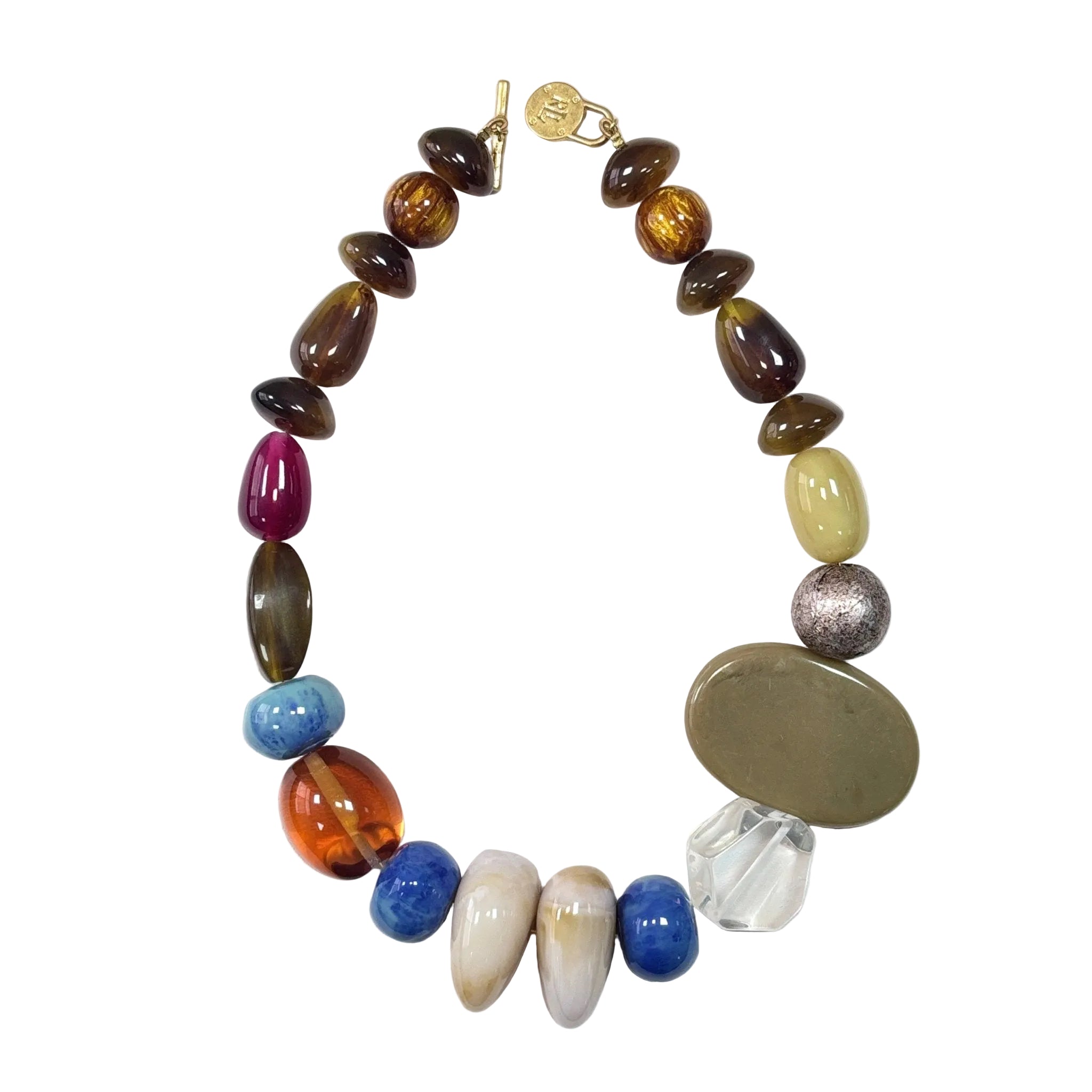 Carnival Bloom Multicolor Acrylic Bead Necklace Sunset