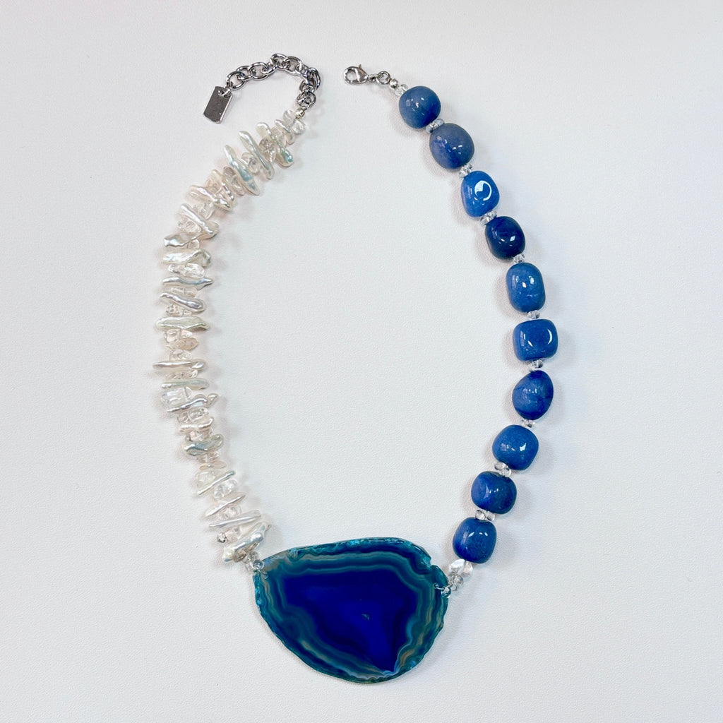 Celestial Drift - Crystal & Agate Slice Necklace