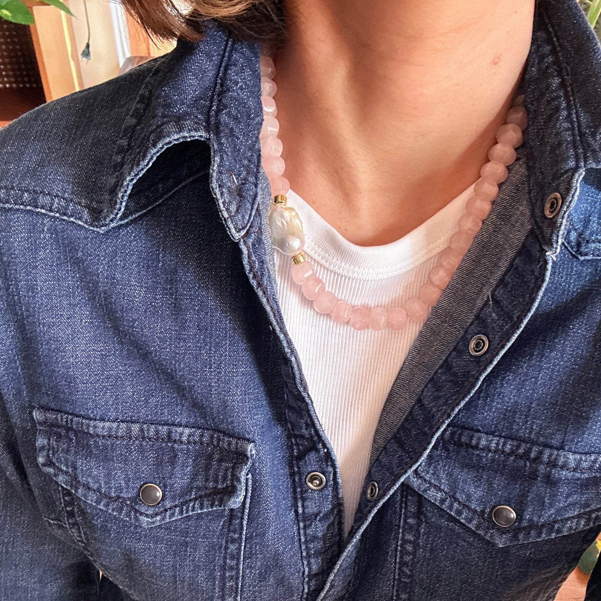 Model wearing Cherry Blossom Necklace