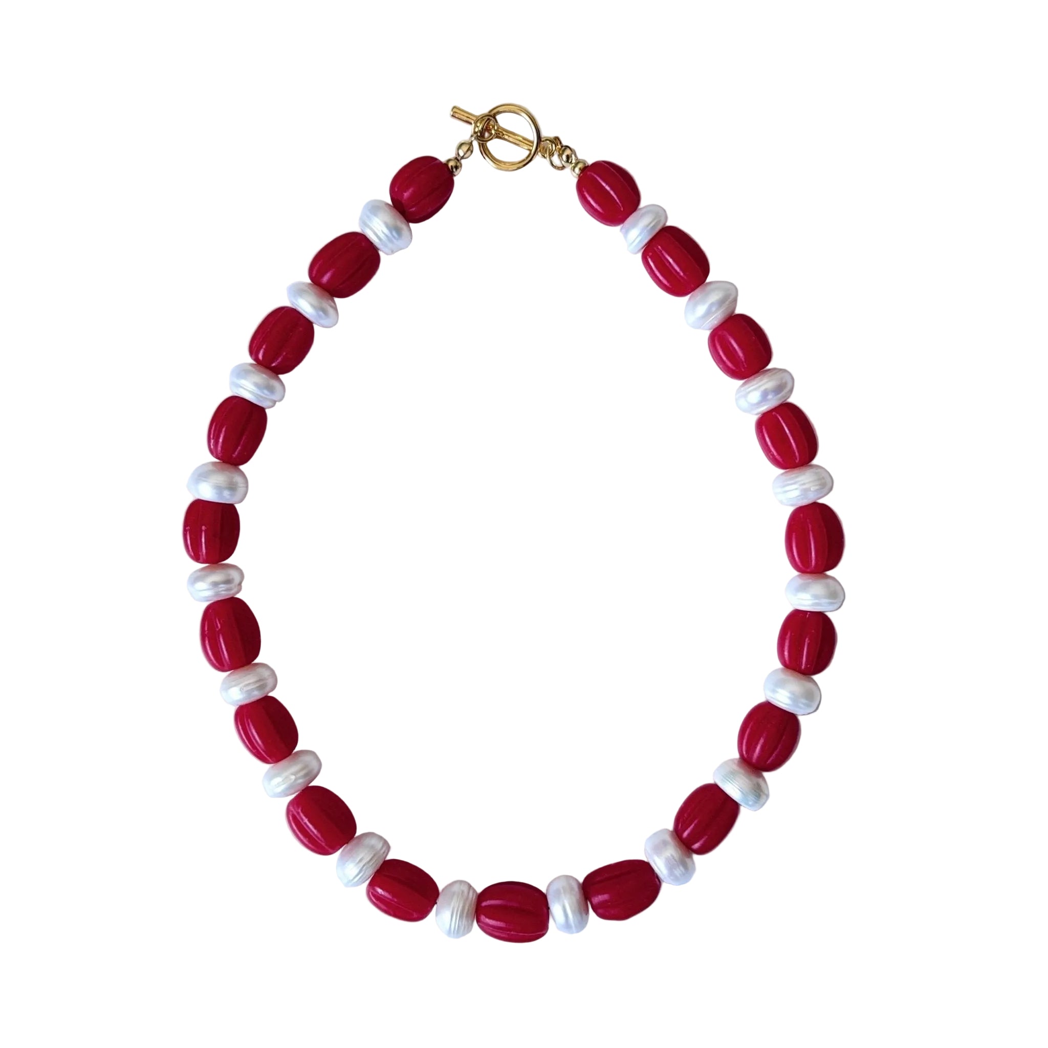 Cherry Candy – Glass Bead and Pearl Necklace