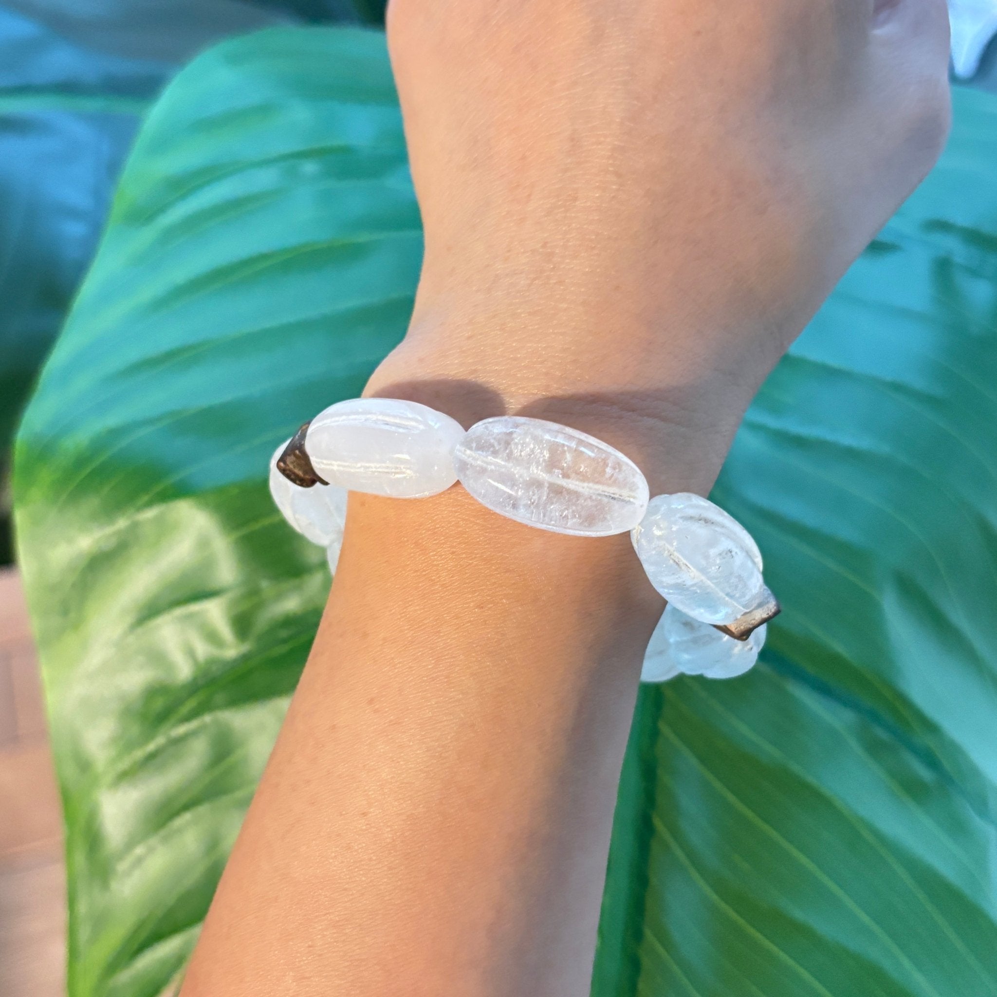 Model wearing Clear Aura Natural Crystal Bracelet