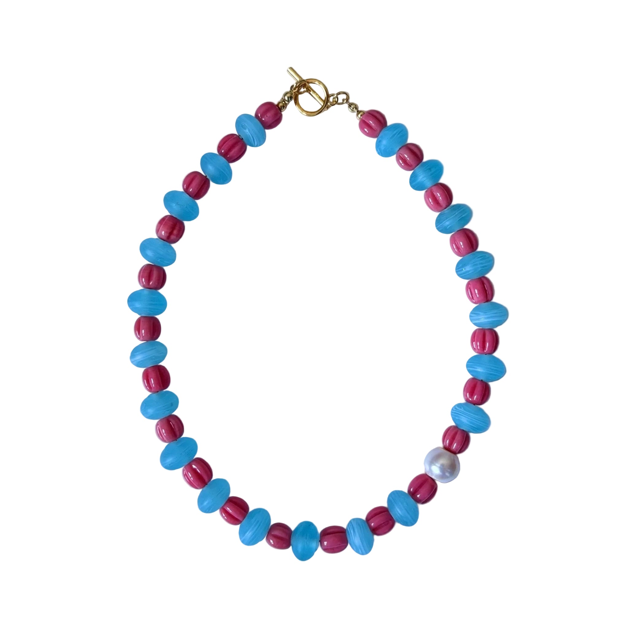 Cotton Candy – Glass Bead and Pearl Necklace