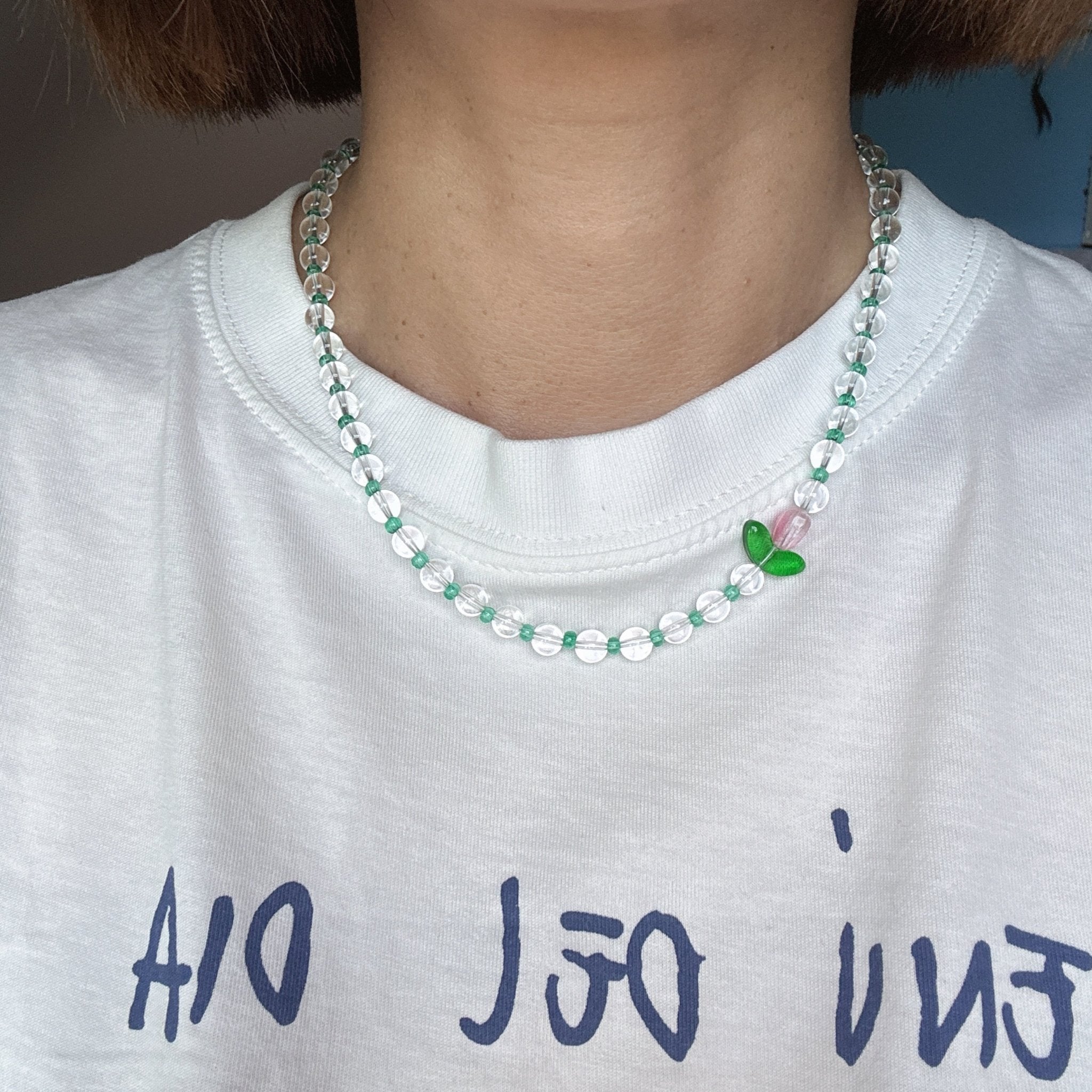 Model wearing Crystal Flower Necklace