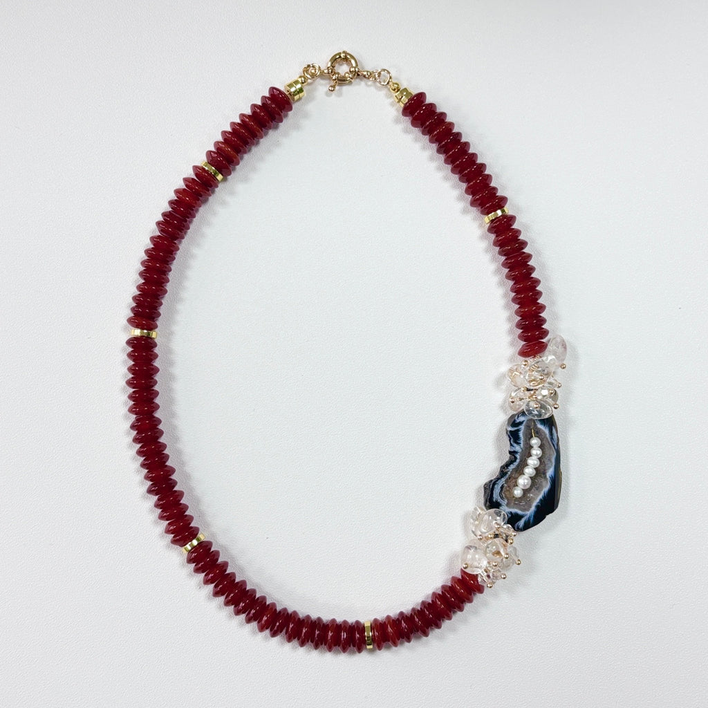 Crystal Tide - Agate, Crystal & Pearl Necklace