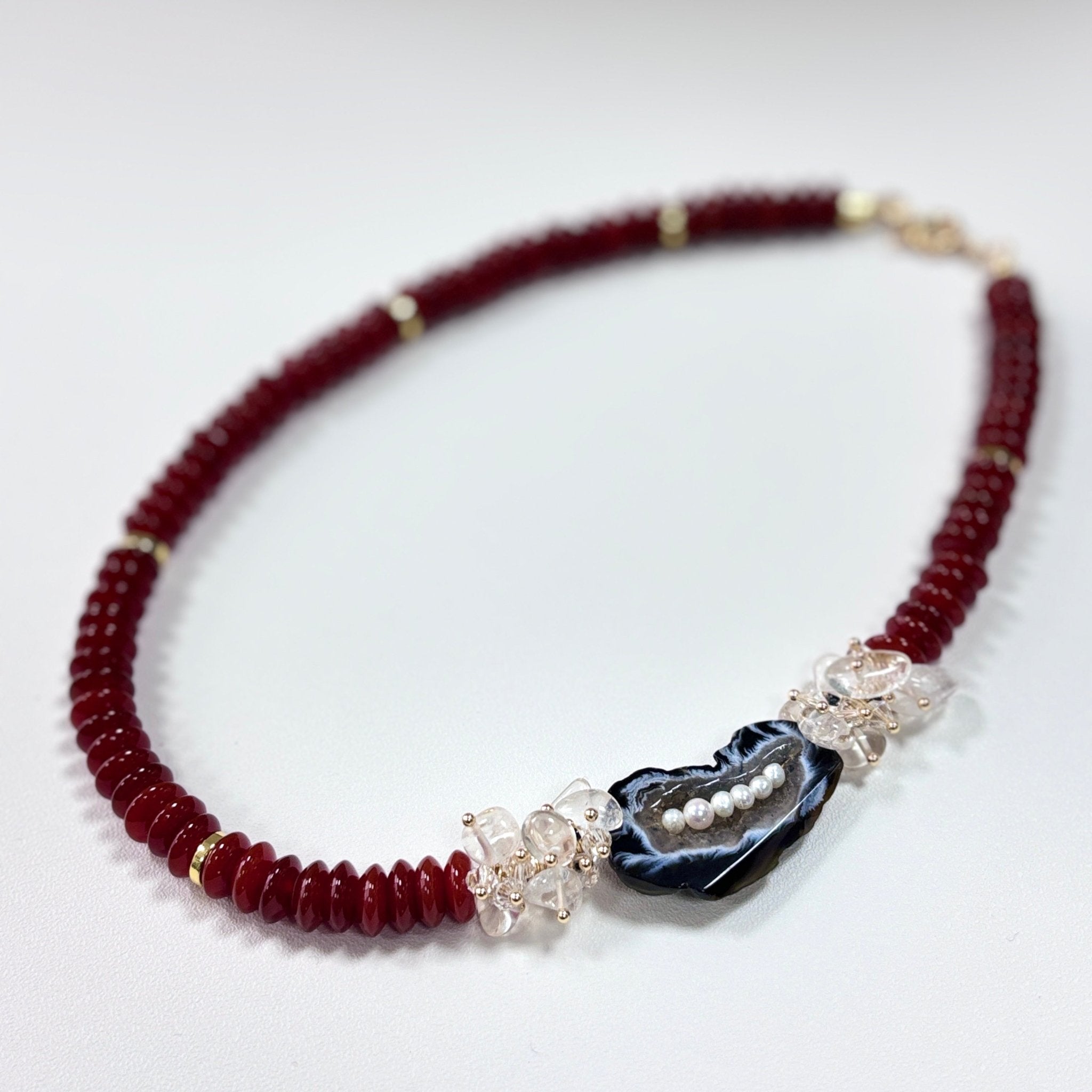 Crystal Tide - Agate, Crystal & Pearl Necklace