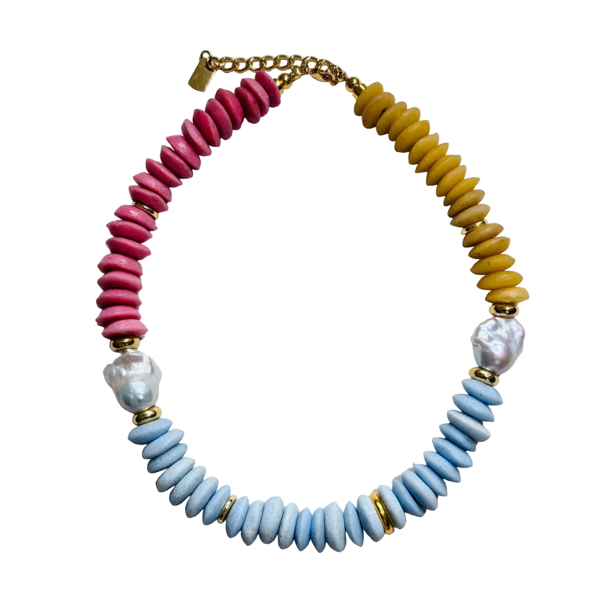 Daybreak Carnival Glass Bead & Baroque Pearl Necklace