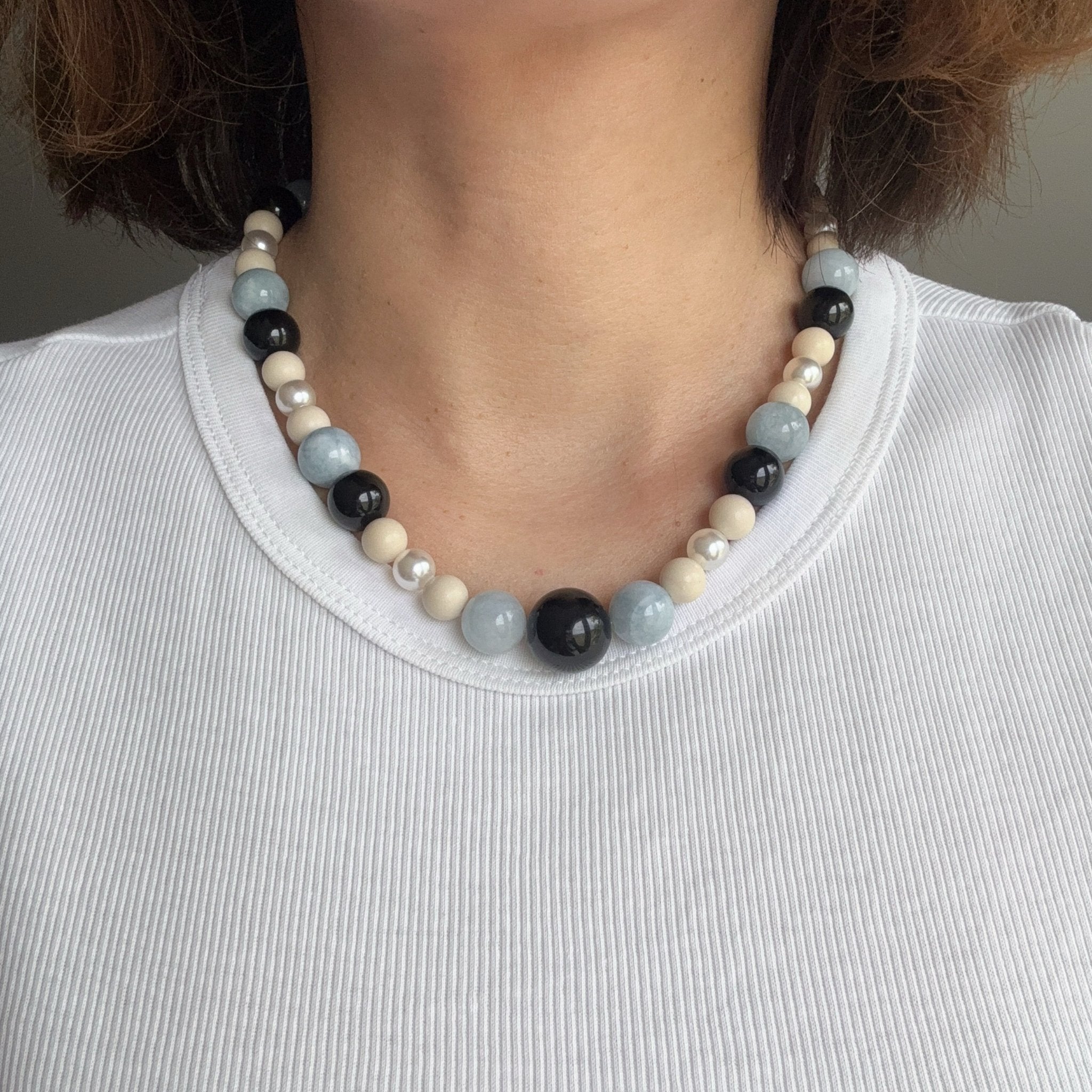 Model wearing Deep Sea Necklace