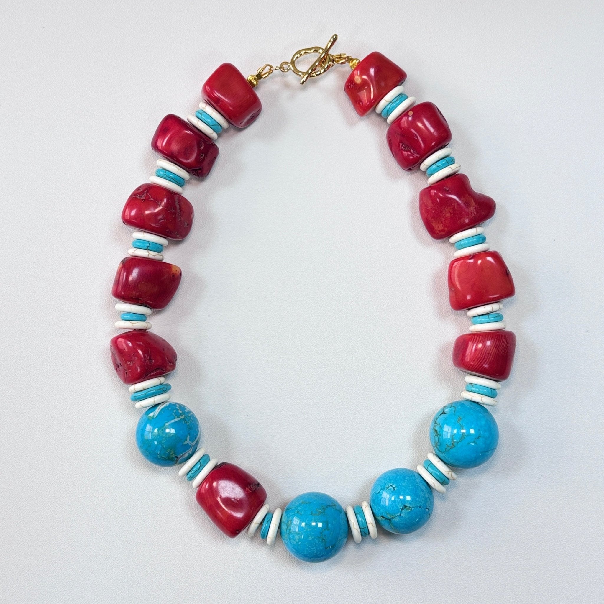 Desert Bloom - Coral & Turquoise Necklace