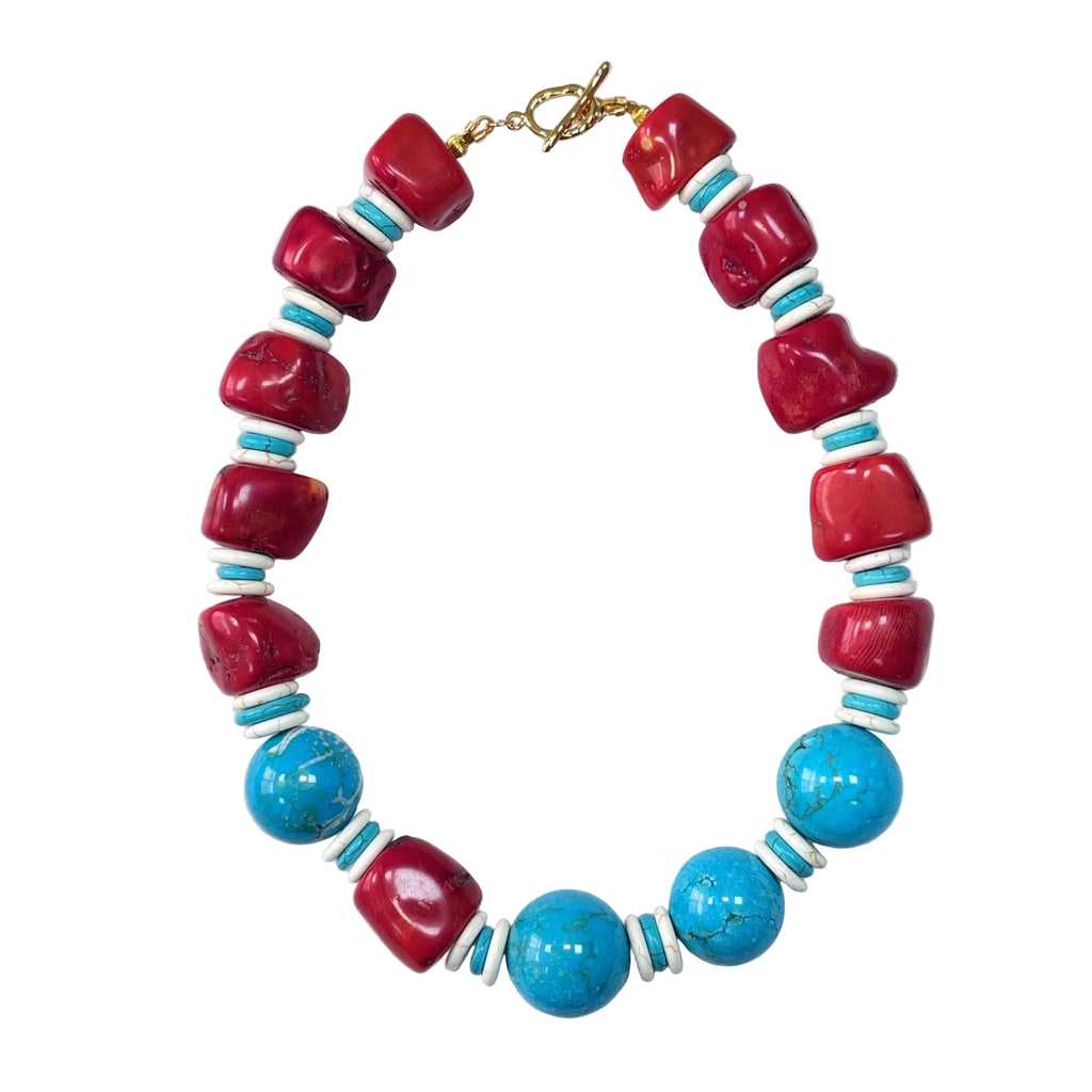Desert Bloom Coral & Turquoise Necklace