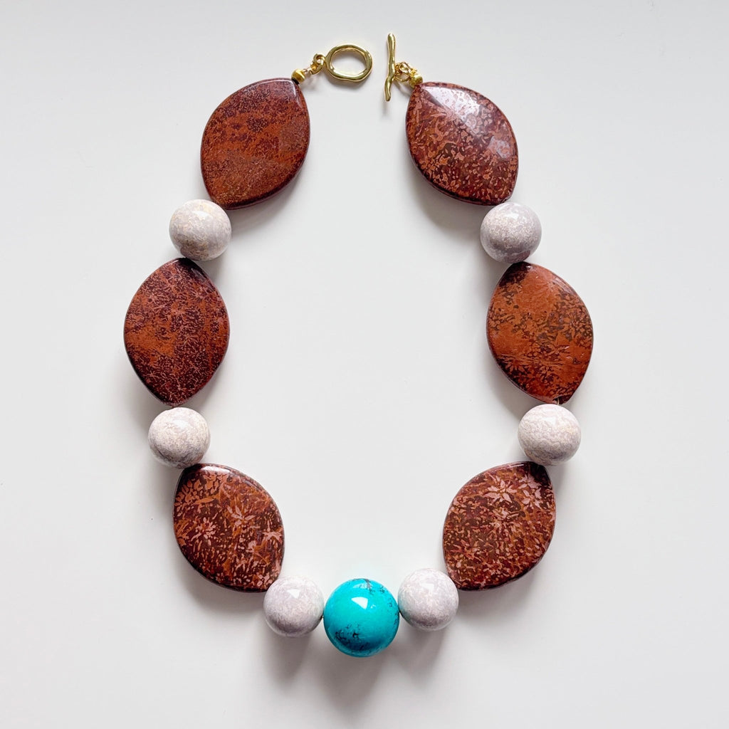 Desert Earth - Brown Jasper & Turquoise Necklace