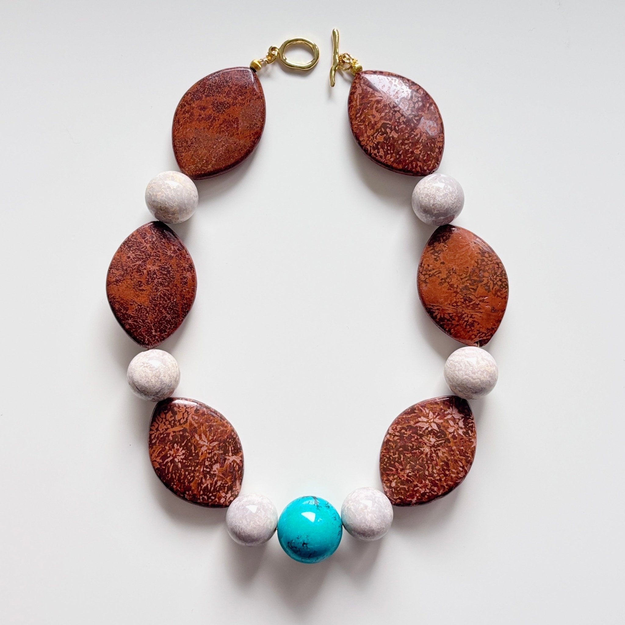 Desert Earth - Brown Jasper & Turquoise Necklace