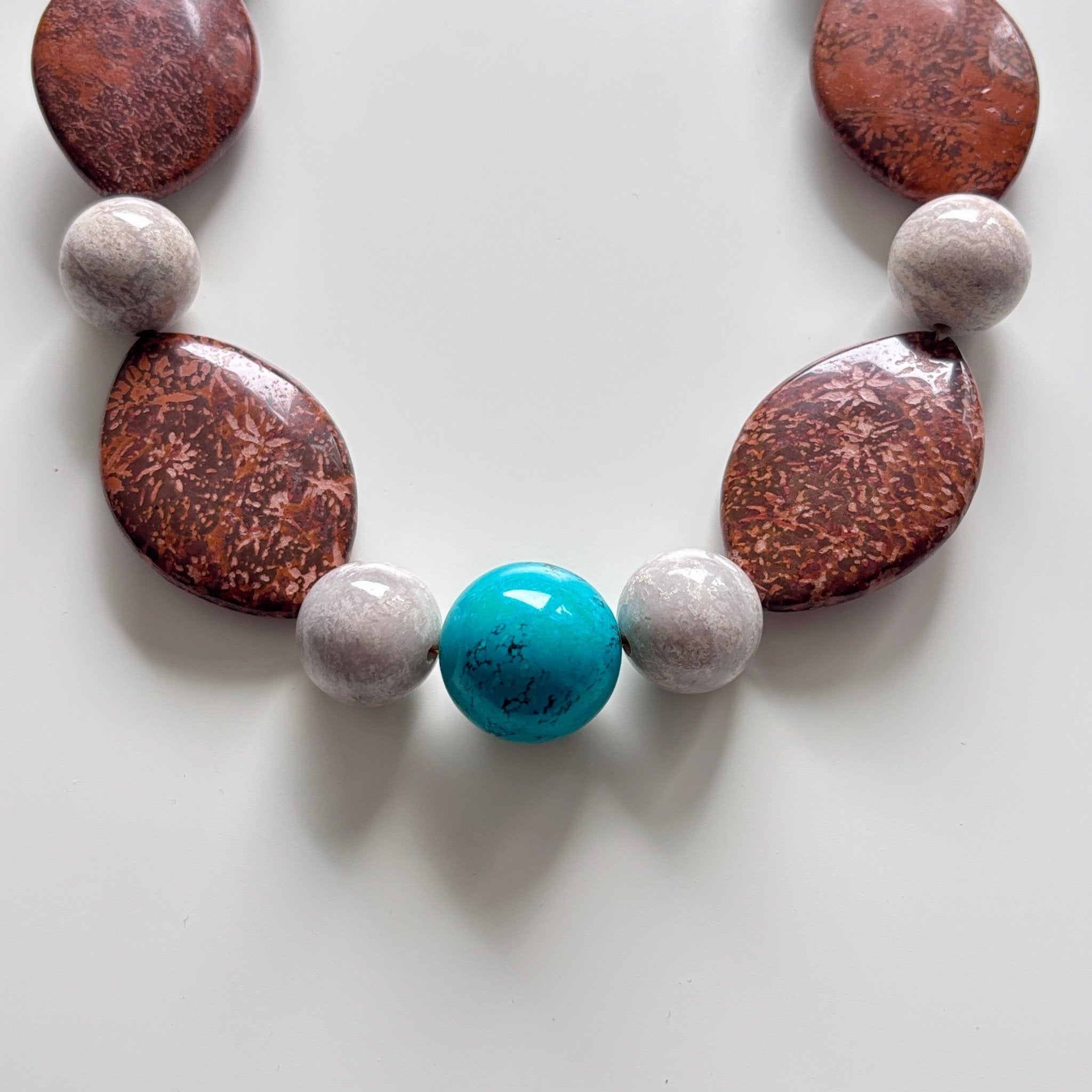 Detail of Desert Earth - Brown Jasper & Turquoise Necklace