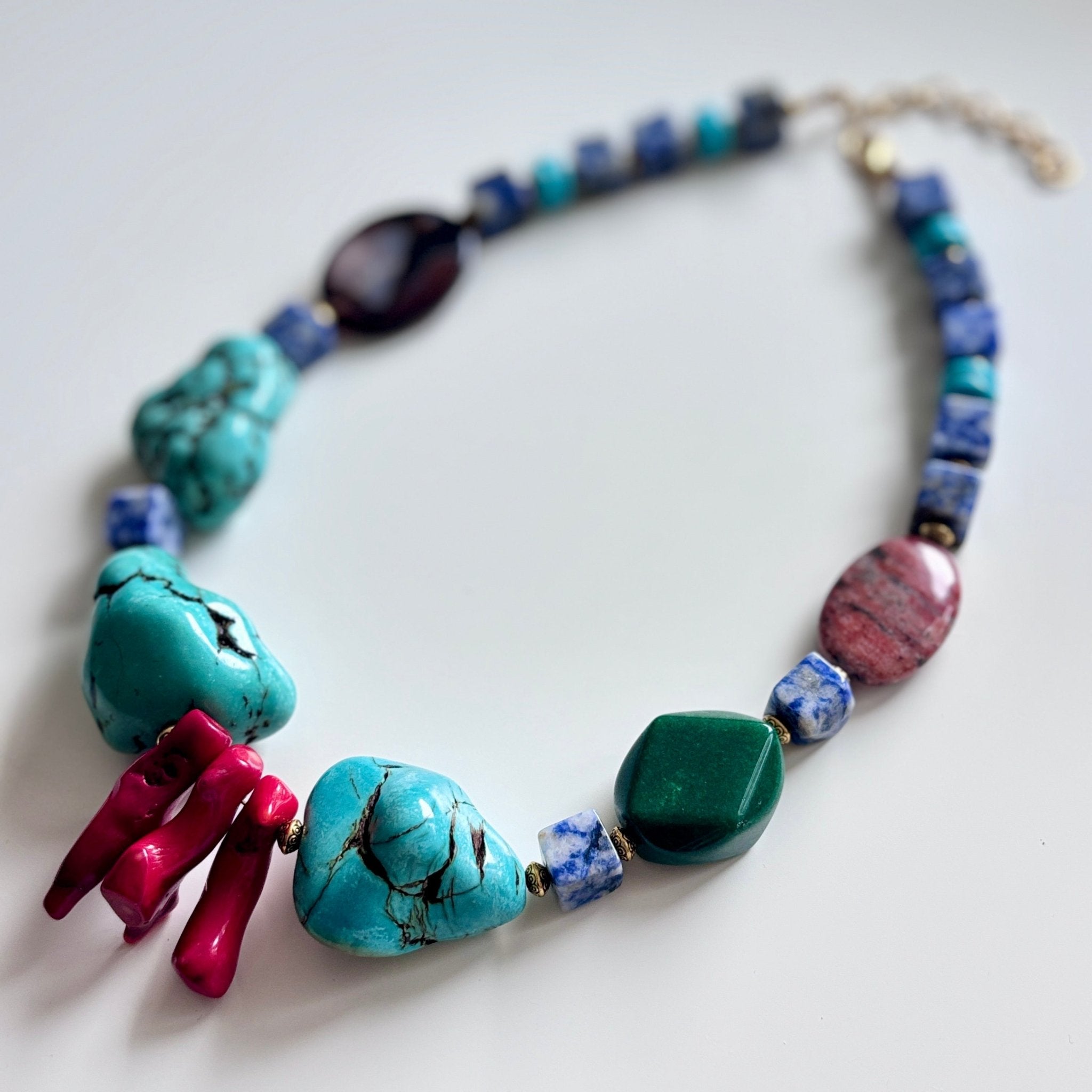 Detail of Desert Flower Turquoise & Lapis Lazuli Necklace