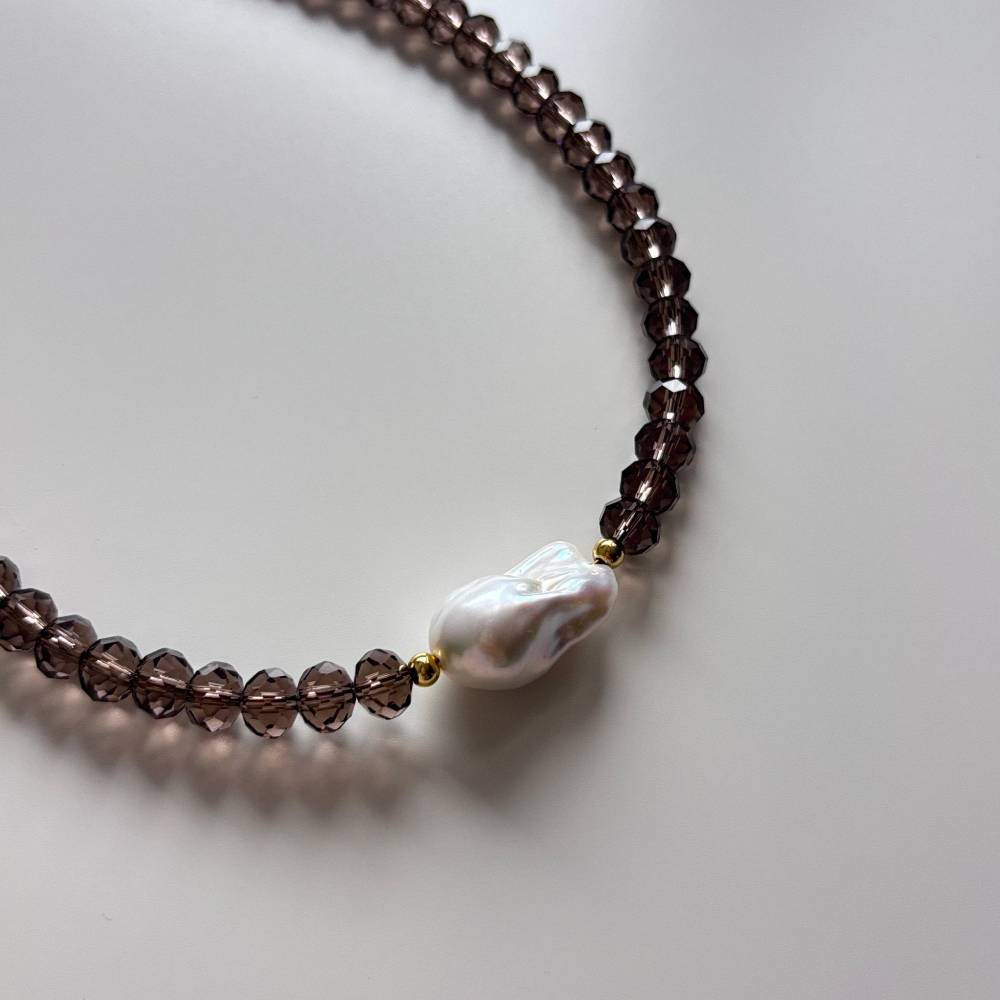 Dusk - Glass Bead & Baroque Pearl Necklace