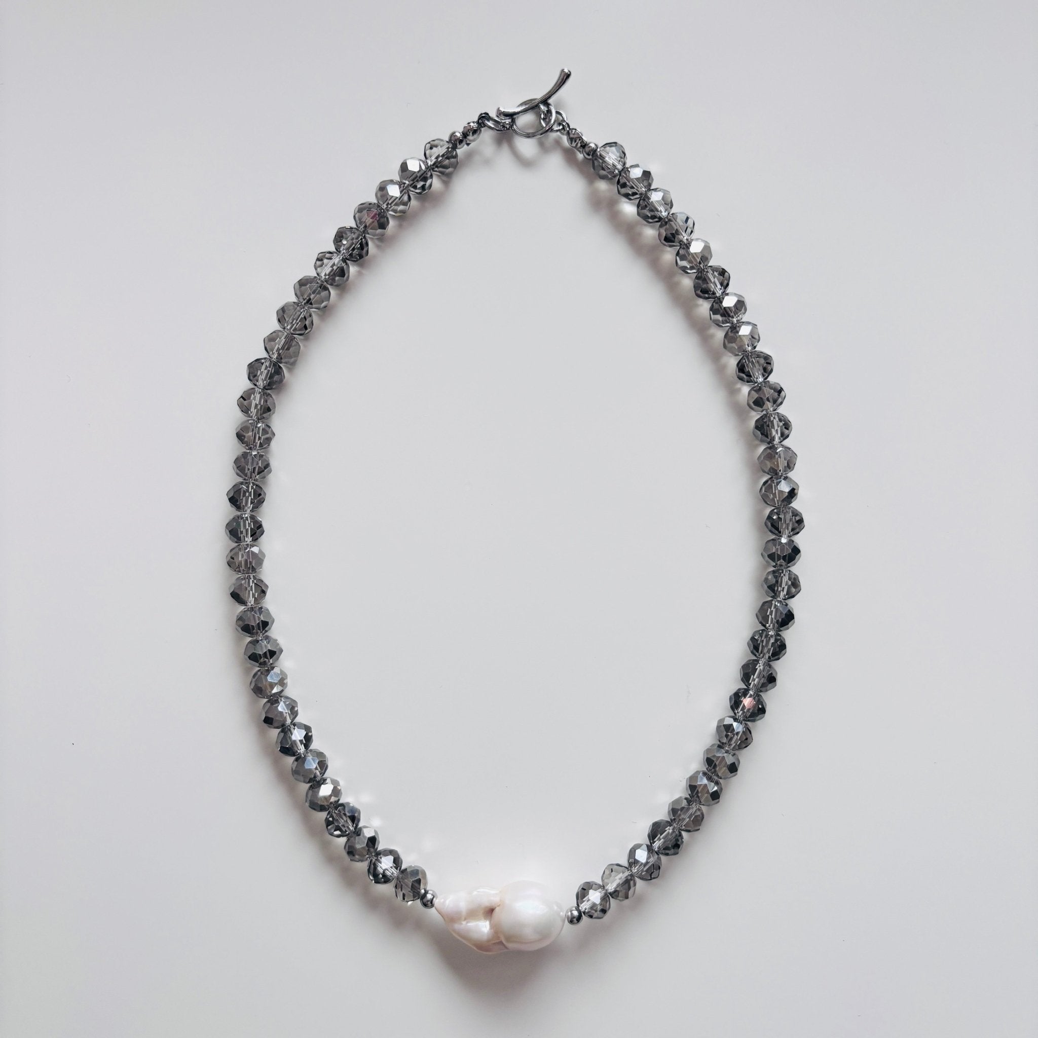 Dusk - Glass Bead & Baroque Pearl Necklace