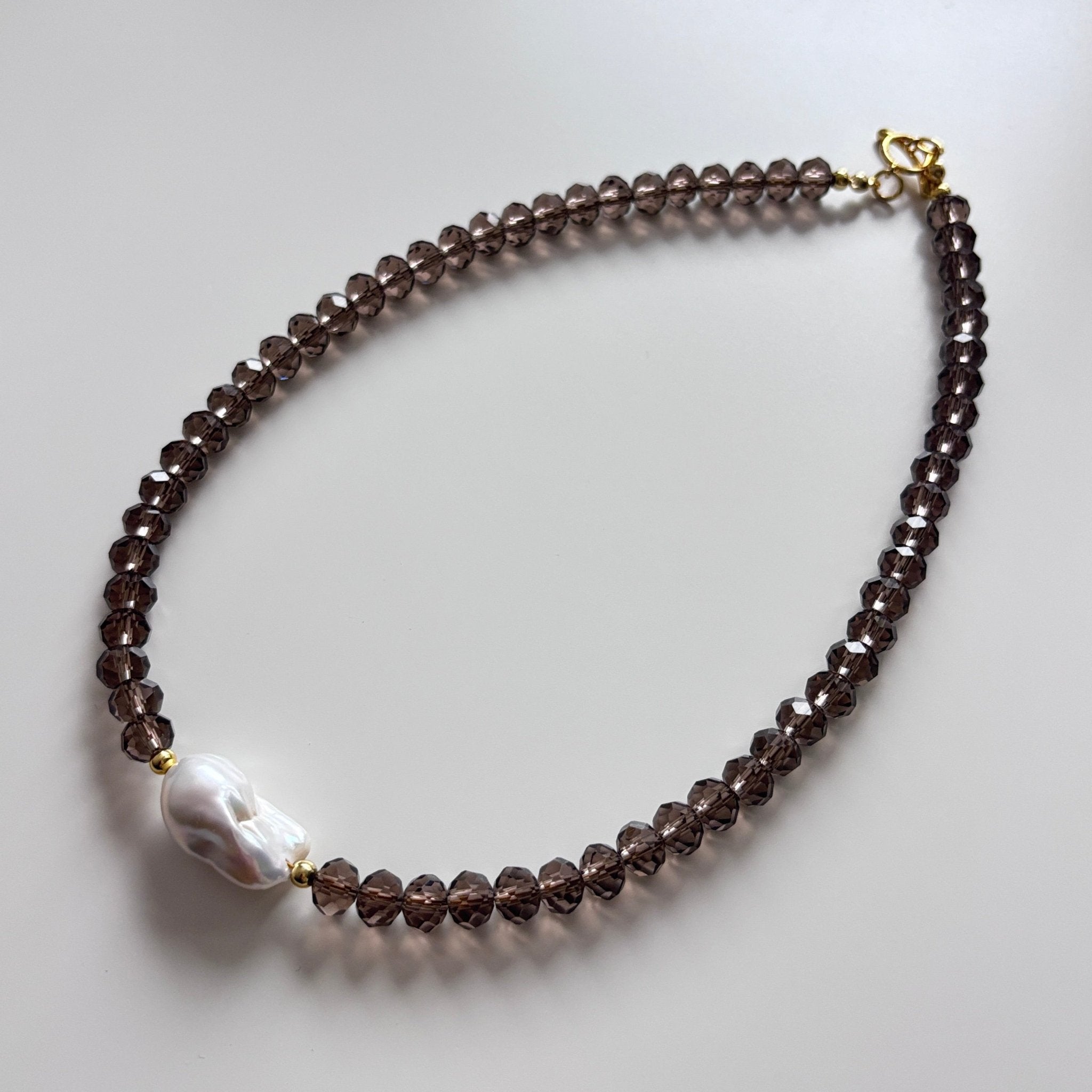 Dusk - Glass Bead & Baroque Pearl Necklace