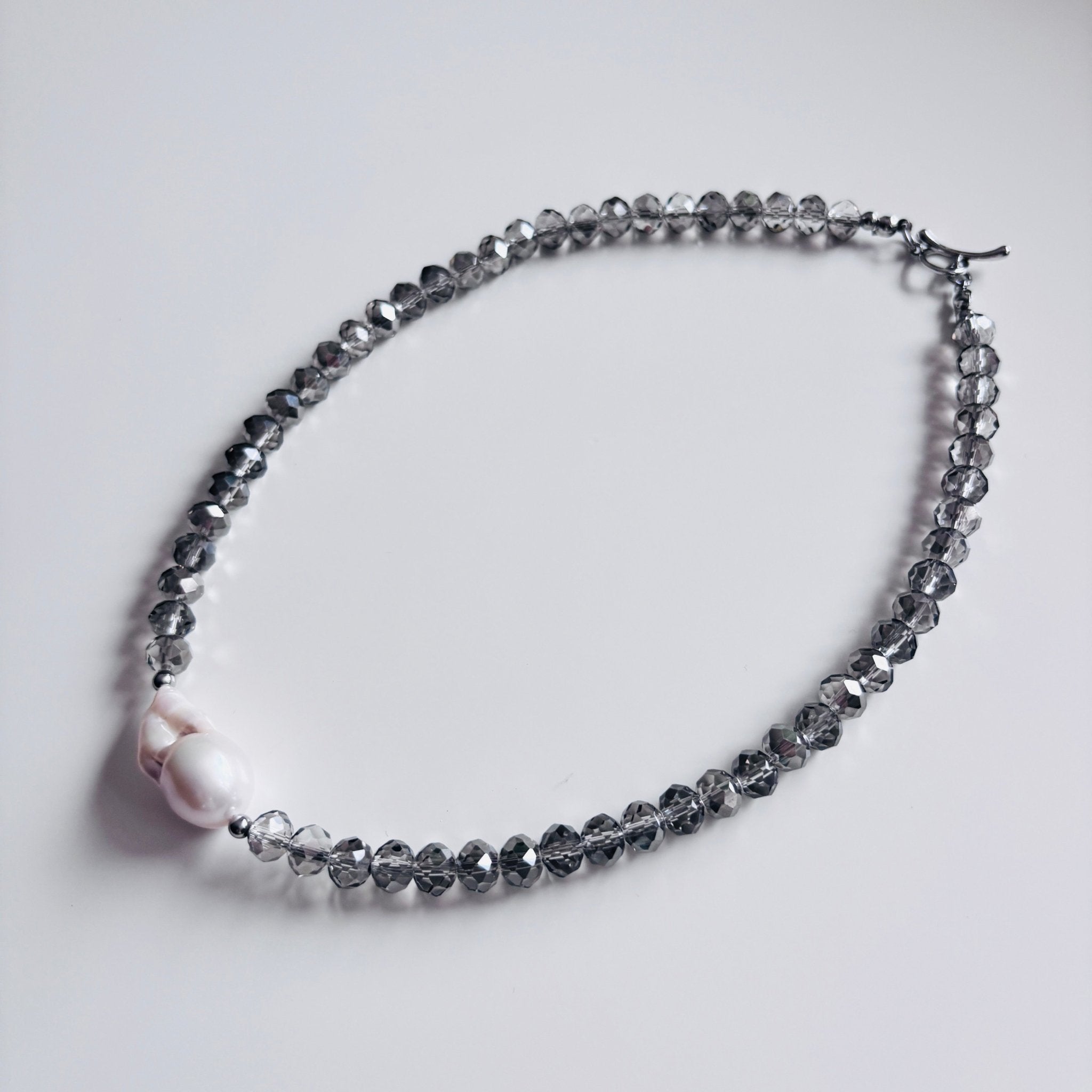 Dusk - Glass Bead & Baroque Pearl Necklace