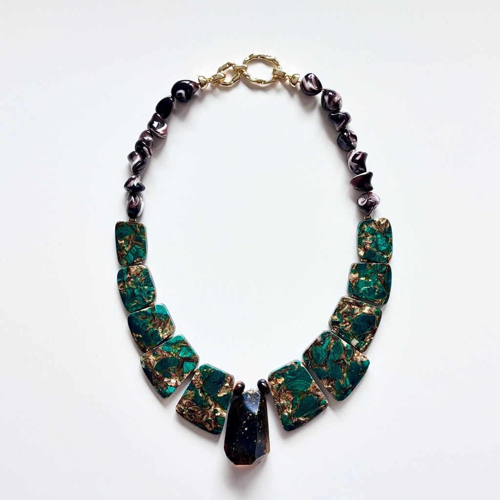 Earth Flame - Chrysocolla & Amber Necklace