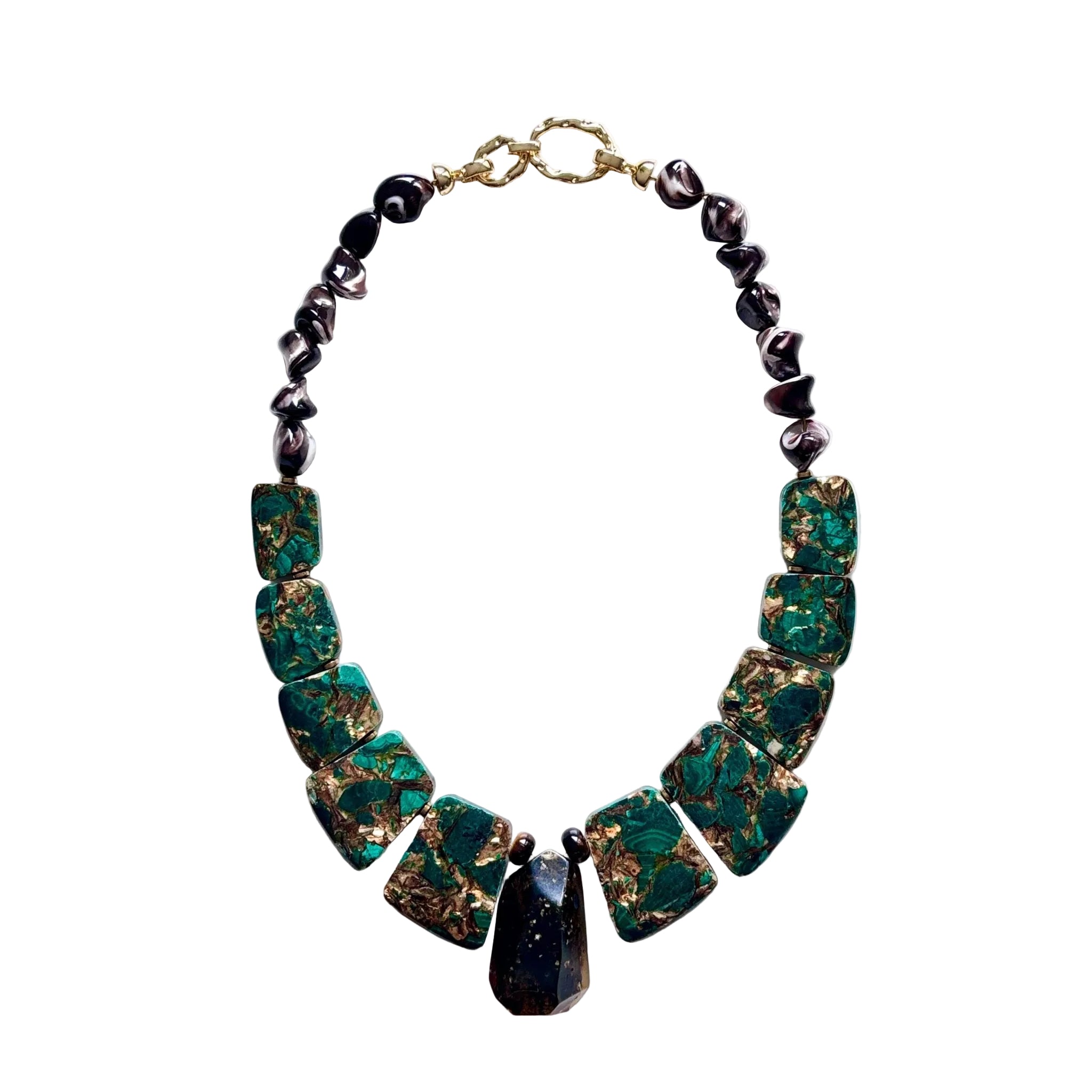 Earth Flame Chrysocolla & Amber Necklace