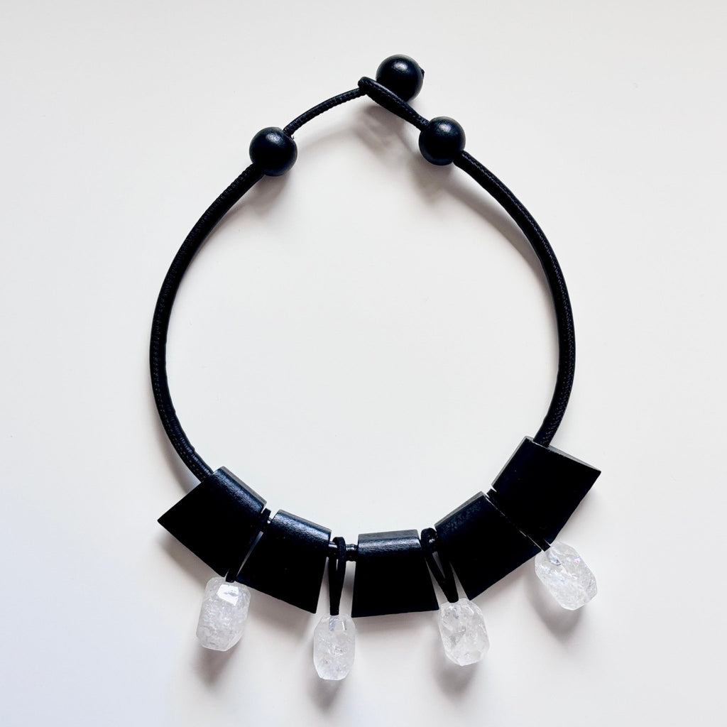 Earth Light - Wood and Crystal Pendant Necklace