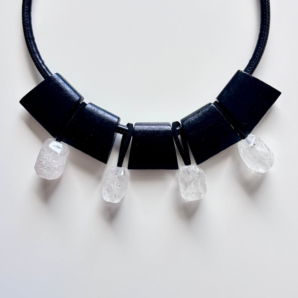 Earth Light - Wood and Crystal Pendant Necklace