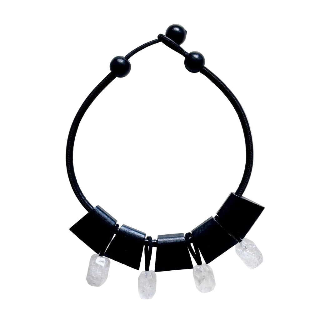 Earth Light Wood and Crystal Pendant Necklace