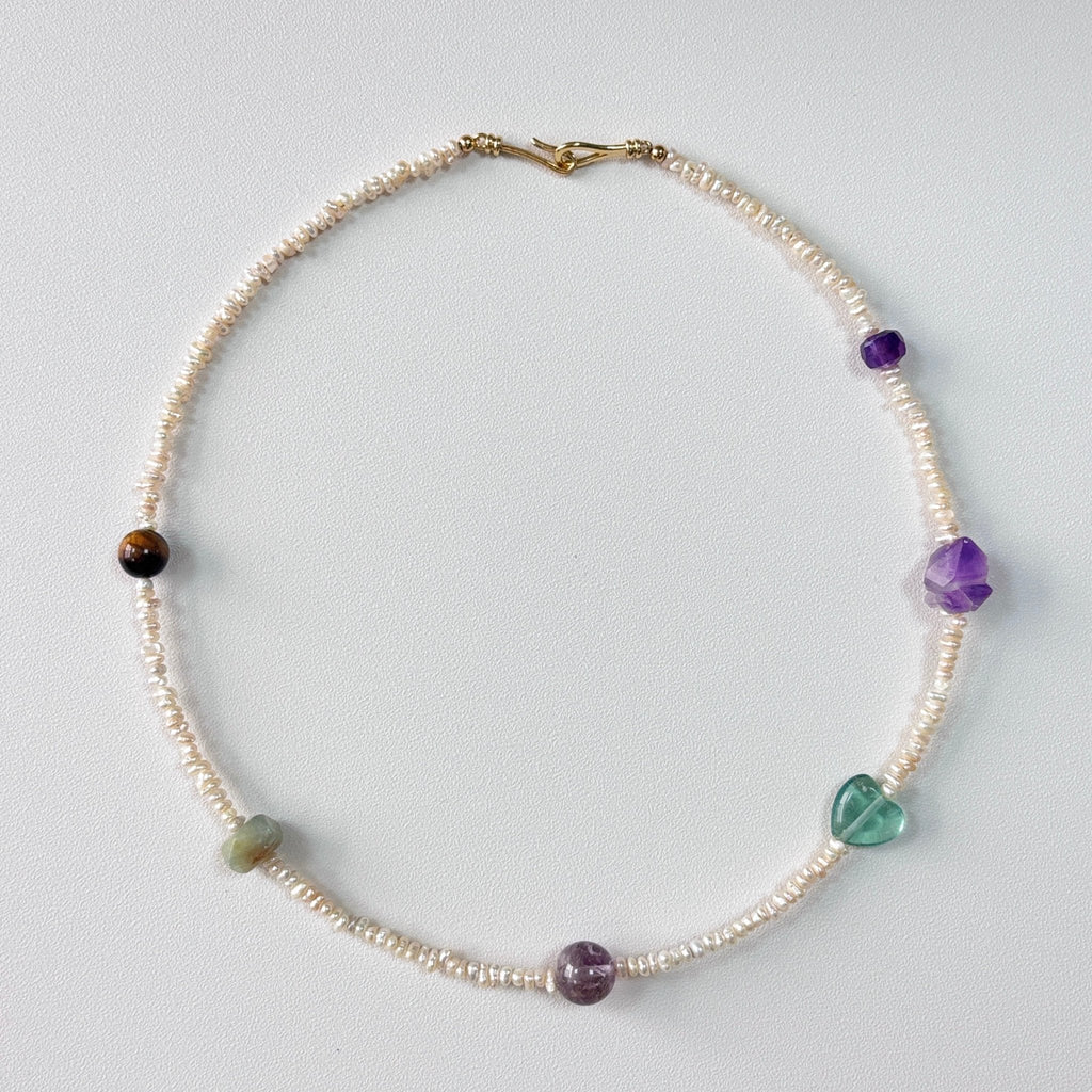 Earth Whisper - Natural Stone & Freshwater Pearl Necklace