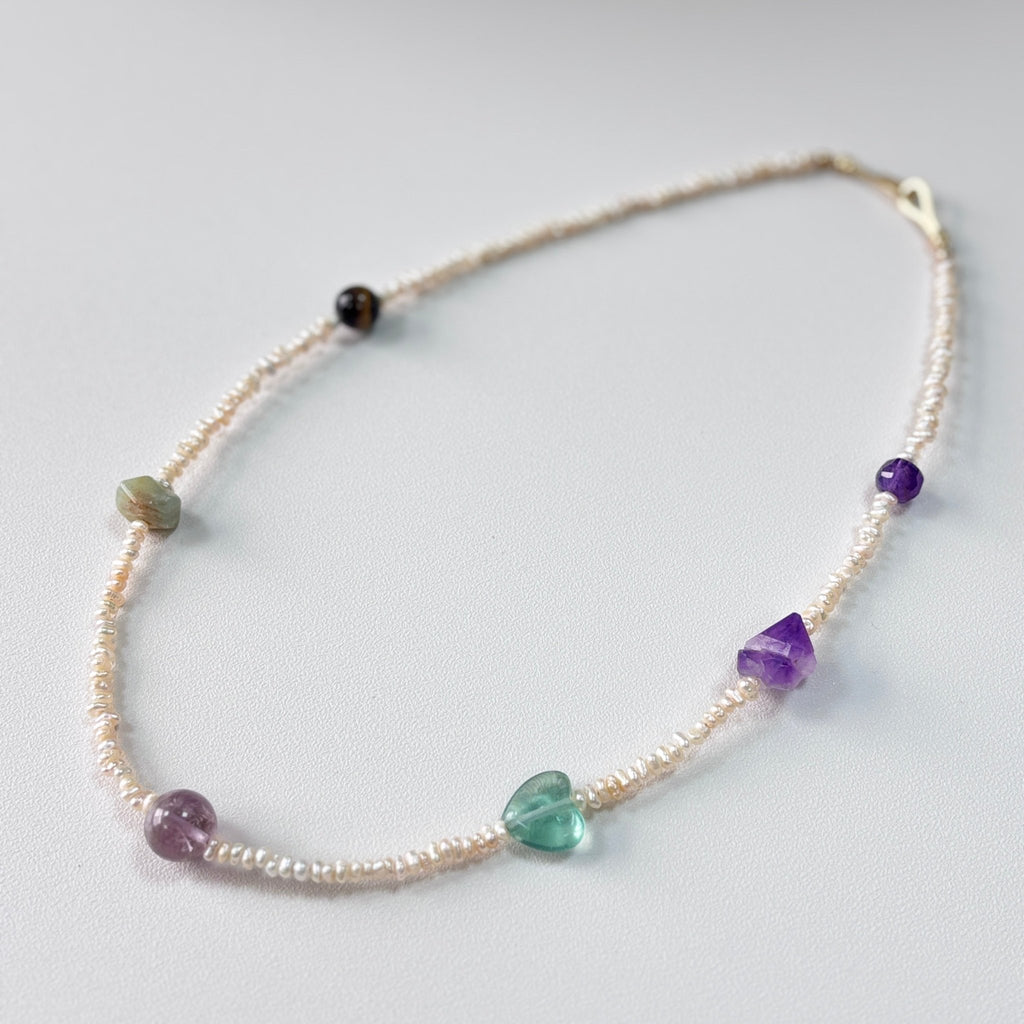 Earth Whisper - Natural Stone & Freshwater Pearl Necklace