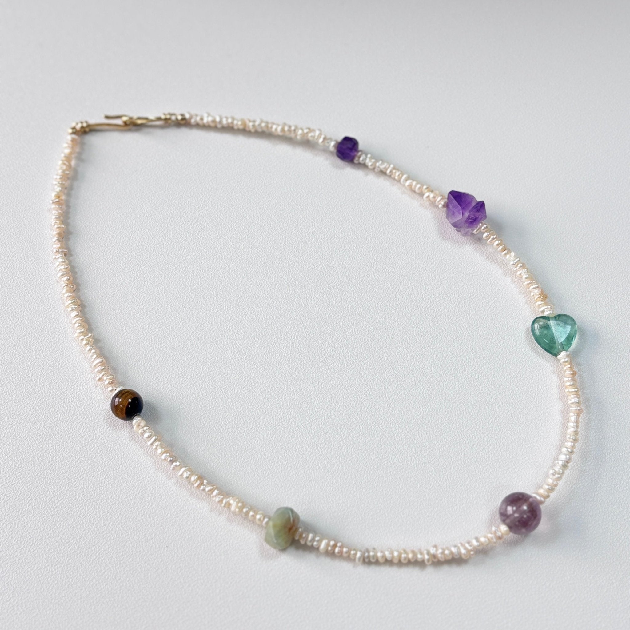 Earth Whisper - Natural Stone & Freshwater Pearl Necklace