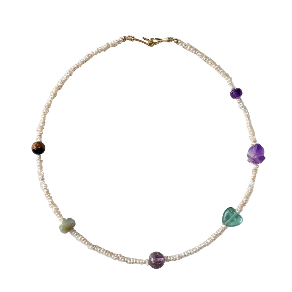 Earth Whisper Natural Stone & Freshwater Pearl Necklace